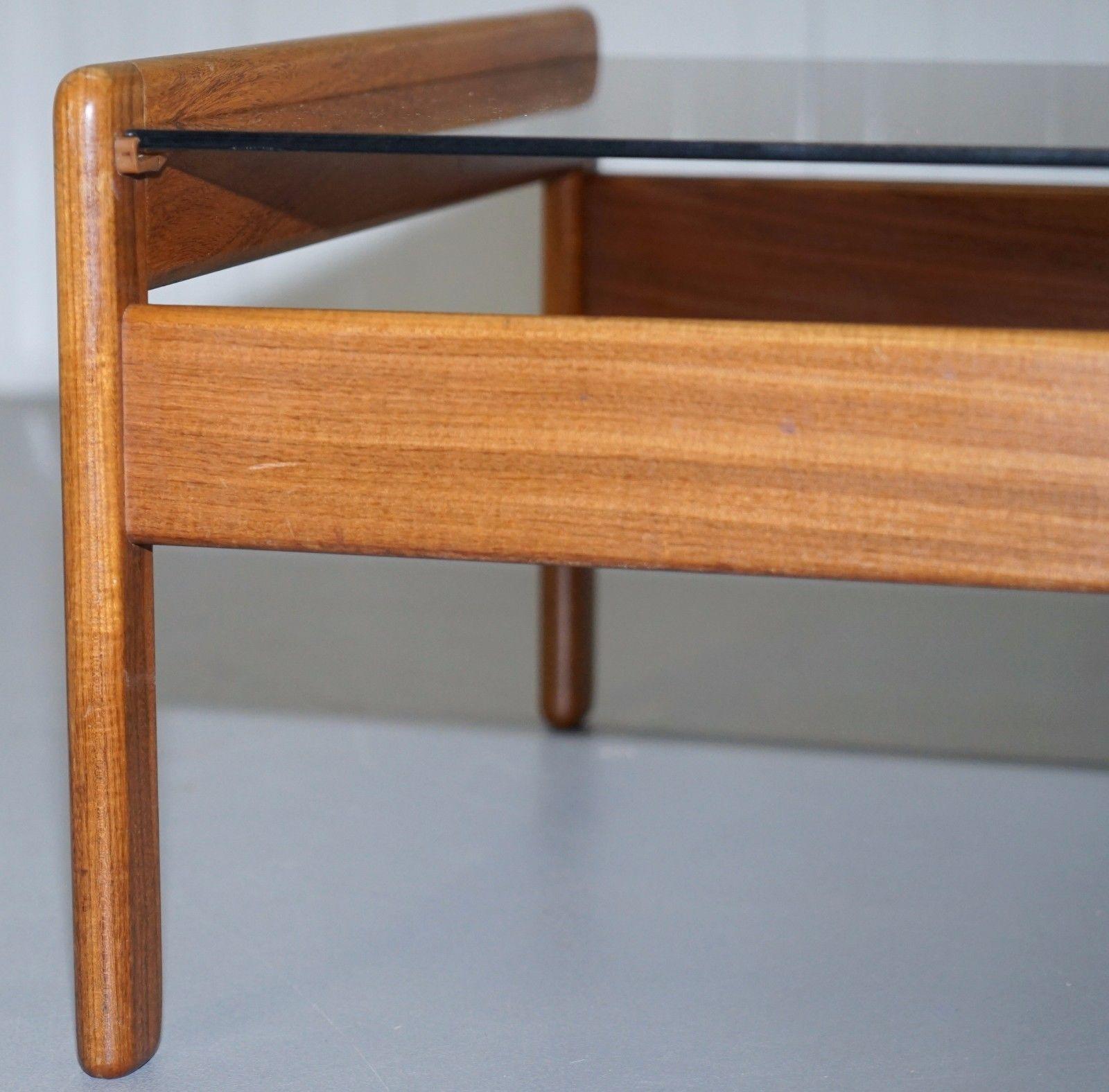 Pair of Mid-Century Modern 1960s Danish Teak Side Tables with Glass Tops Lovely 2