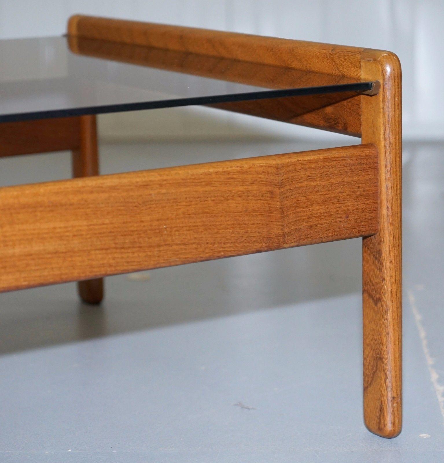 Pair of Mid-Century Modern 1960s Danish Teak Side Tables with Glass Tops Lovely 3