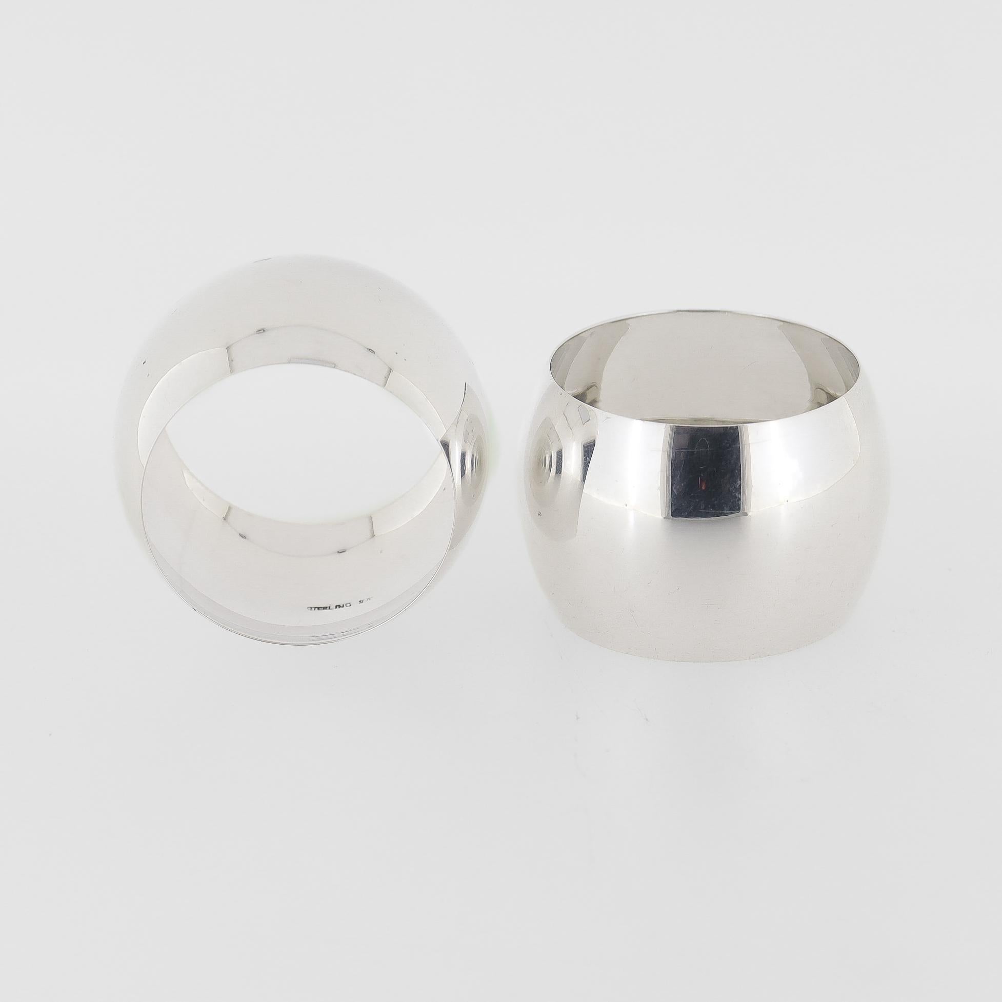 Sconosciuto Coppia di portatovaglioli in argento 925, stile metà secolo moderno in vendita