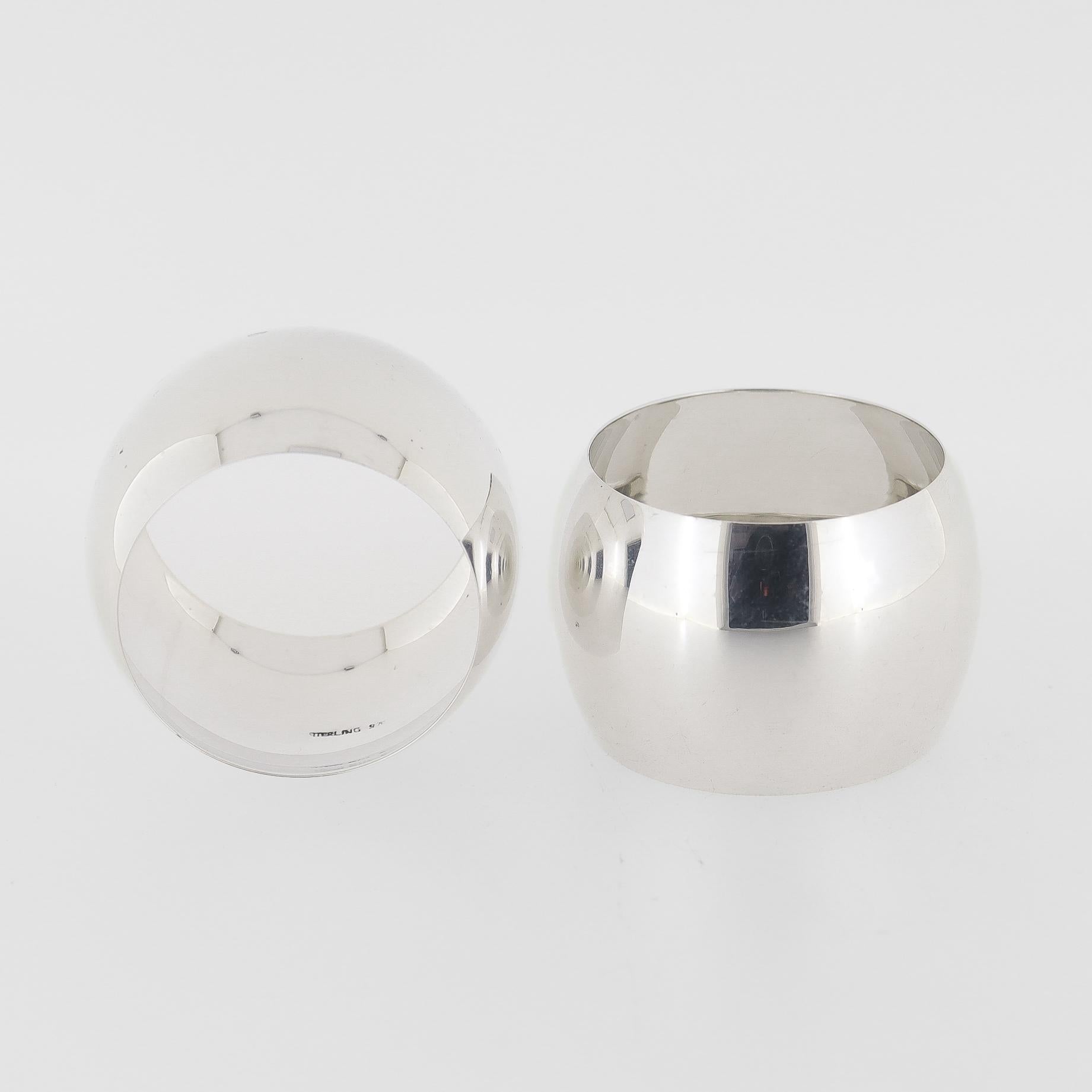 XX secolo Coppia di portatovaglioli in argento 925, stile metà secolo moderno in vendita