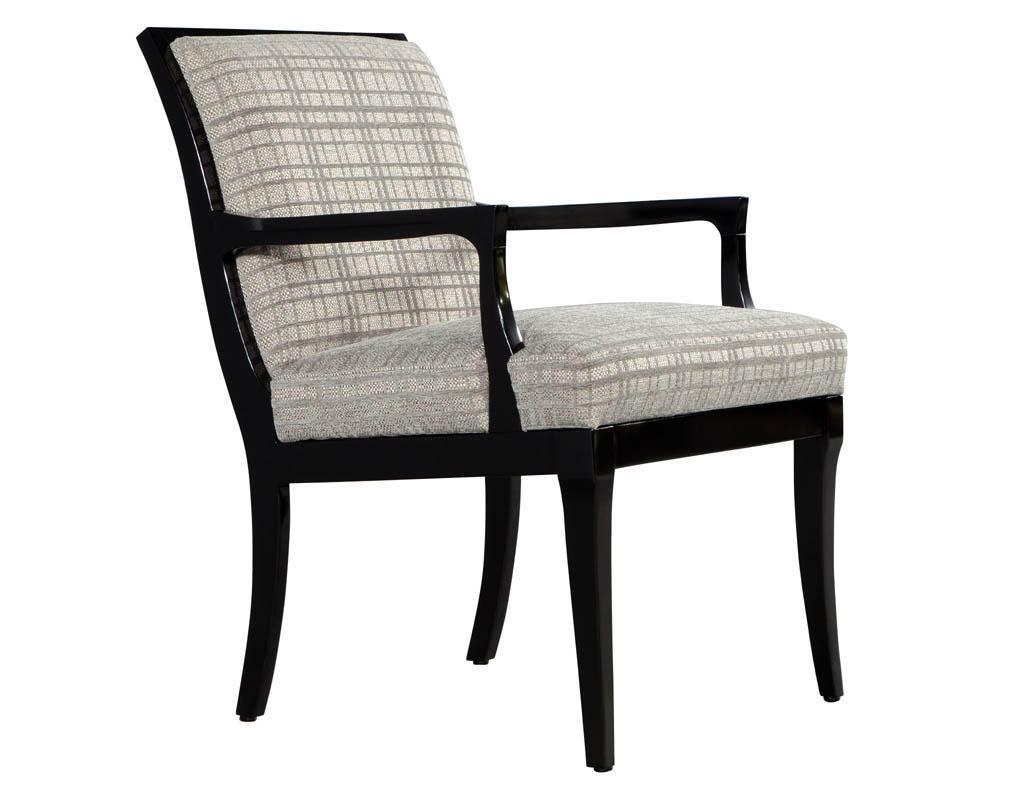 Fabric Pair of Mid-Century Modern Accent Arm Chairs For Sale