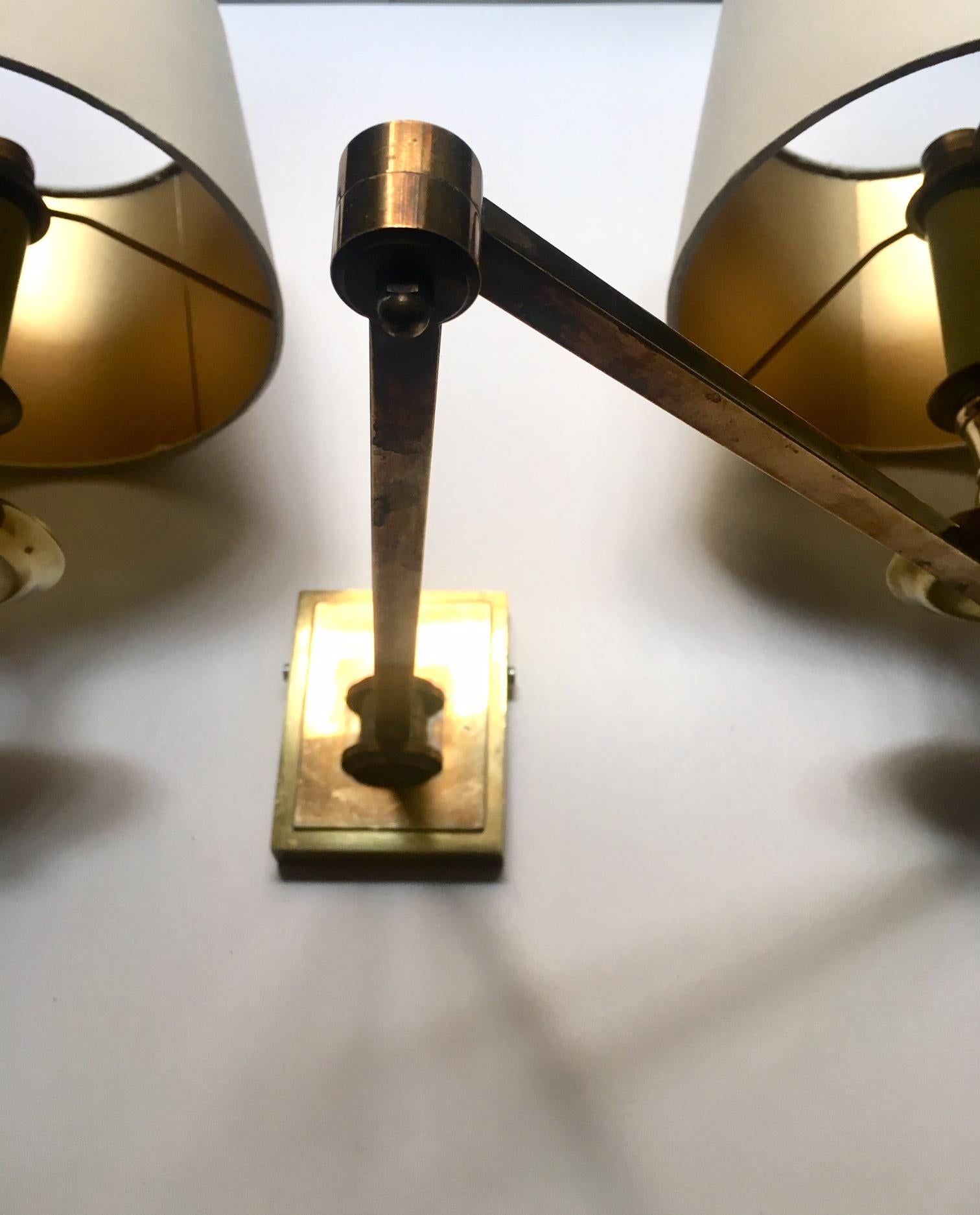 Pair of Mid-Century Modern Adjustable Wall Sconces In Excellent Condition In Madrid, ES