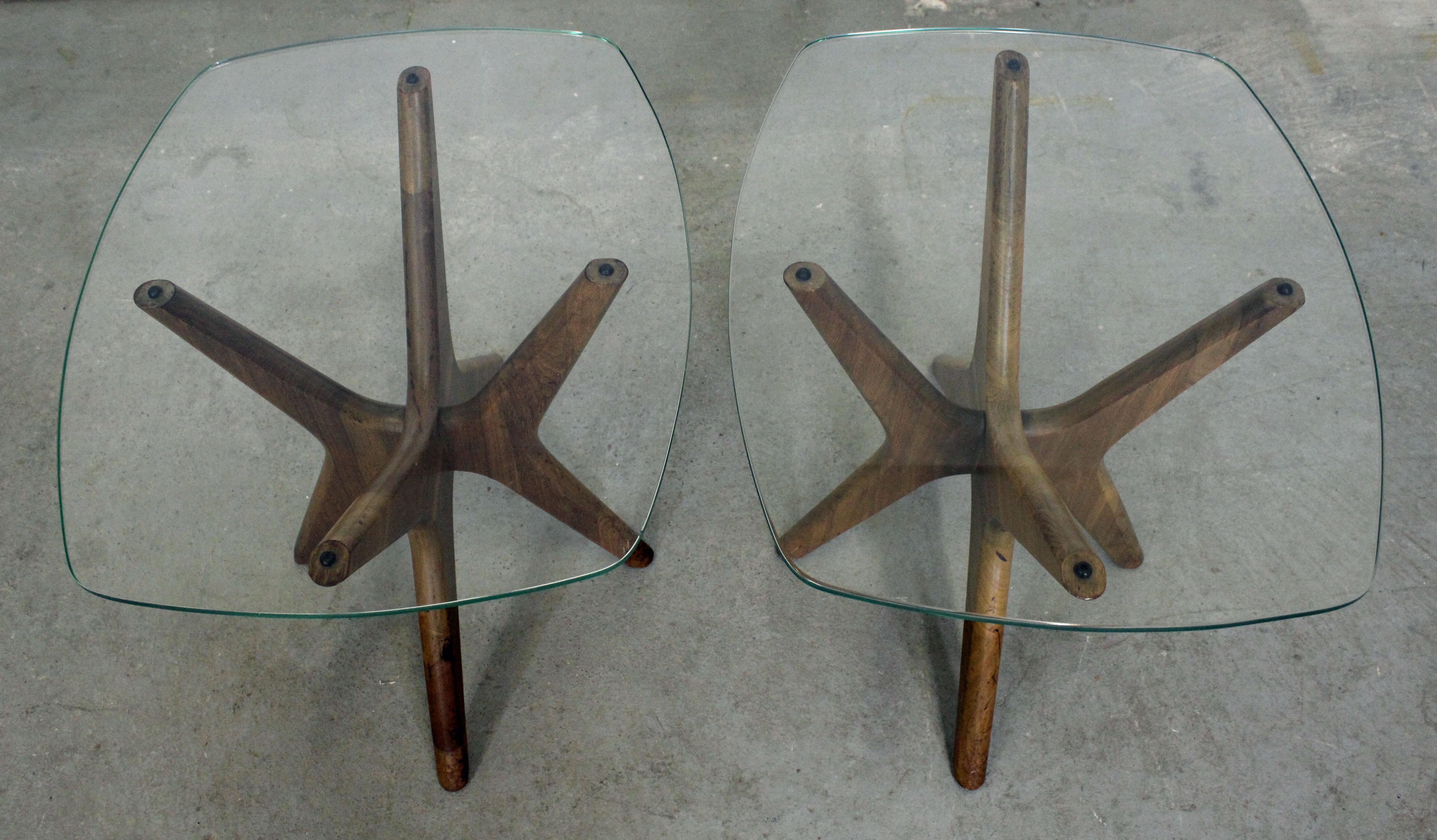 American Pair of Mid-Century Modern Adrian Pearsall 'Jacks' Glass Top End Tables