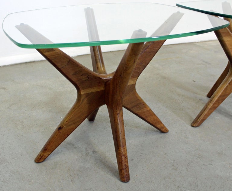Pair of MidCentury Modern Adrian Pearsall 'Jacks' Glass Top End Tables