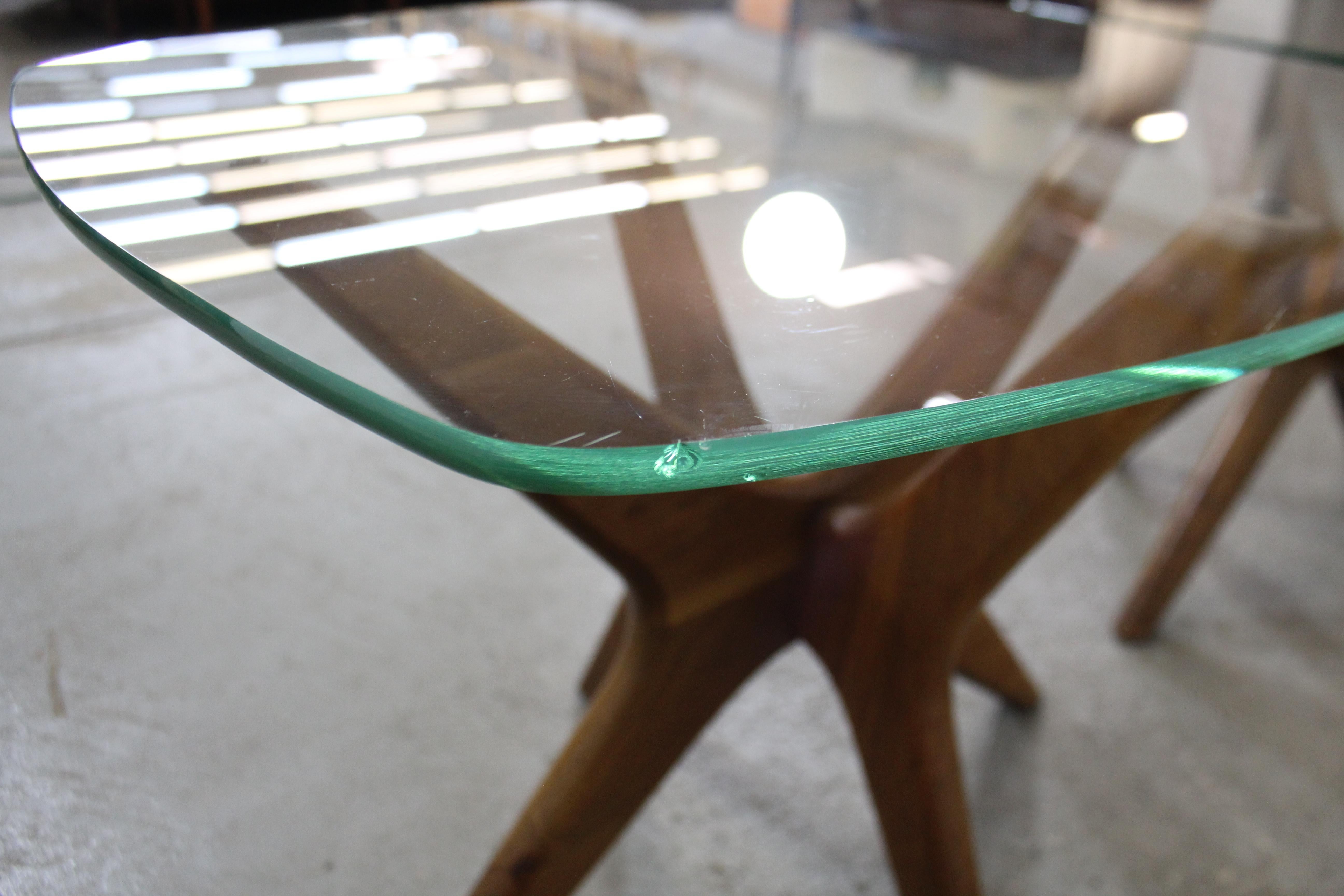 American Pair of Mid-Century Modern Adrian Pearsall 'Jacks' Glass Top End Tables For Sale