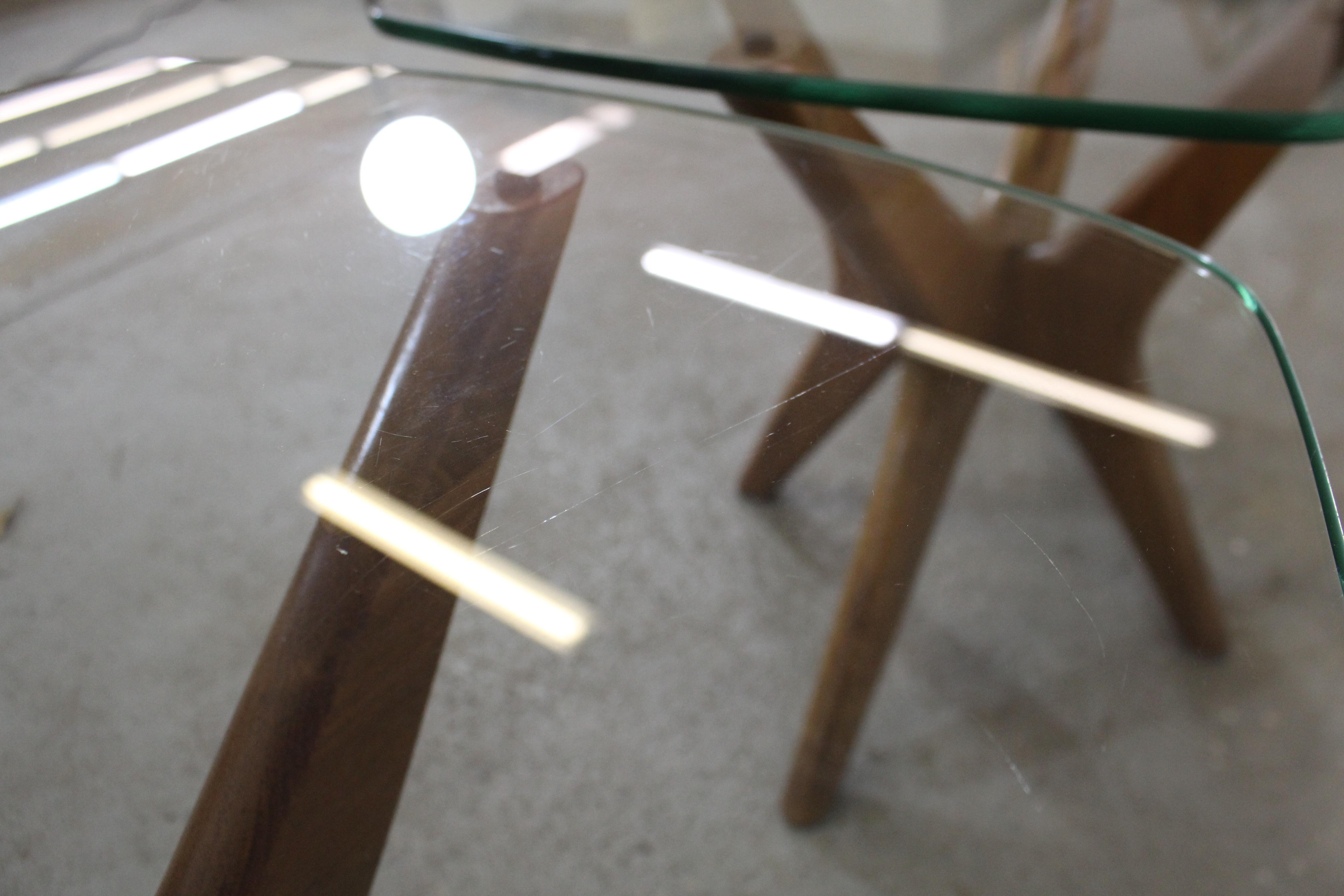 Pair of MidCentury Modern Adrian Pearsall 'Jacks' Glass Top End Tables