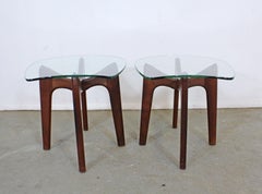Pair of Mid-Century Modern Adrian Pearsall Stingray Glass Top End Tables