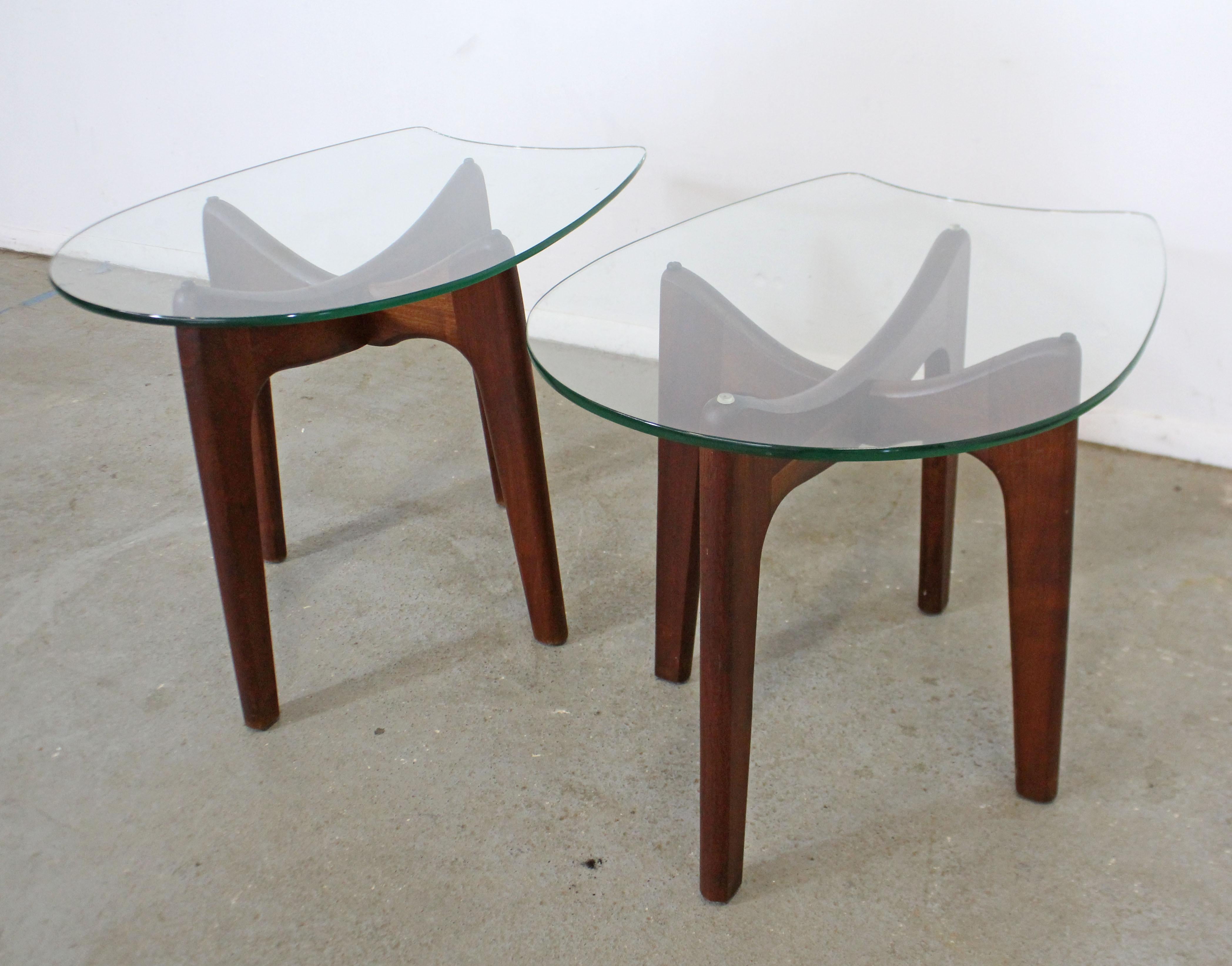 American Pair of Mid-Century Modern Adrian Pearsall Stingray Glass Top End Tables