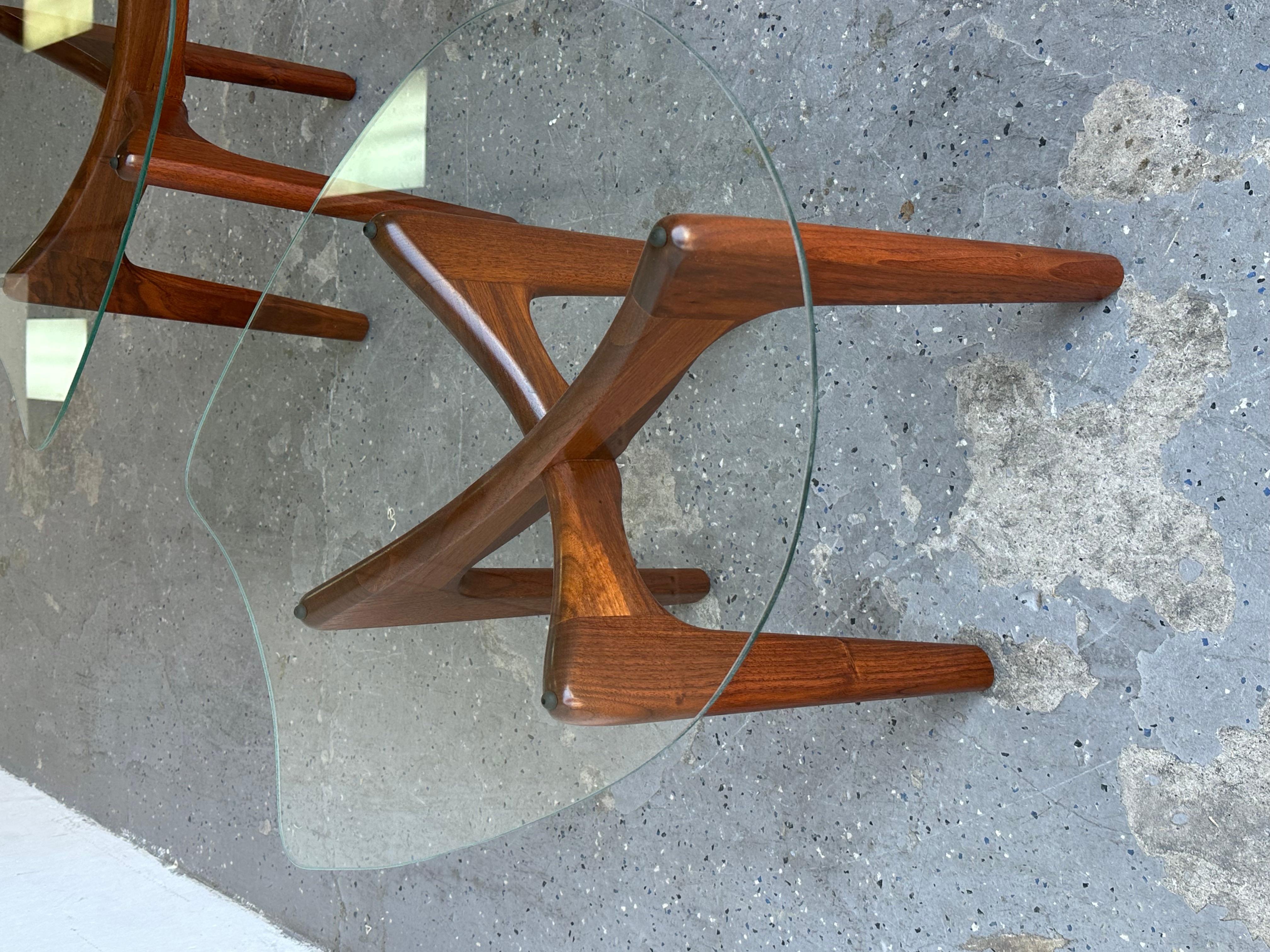 American Pair of Mid-Century Modern Adrian Pearsall Stingray Glass Top End Tables
