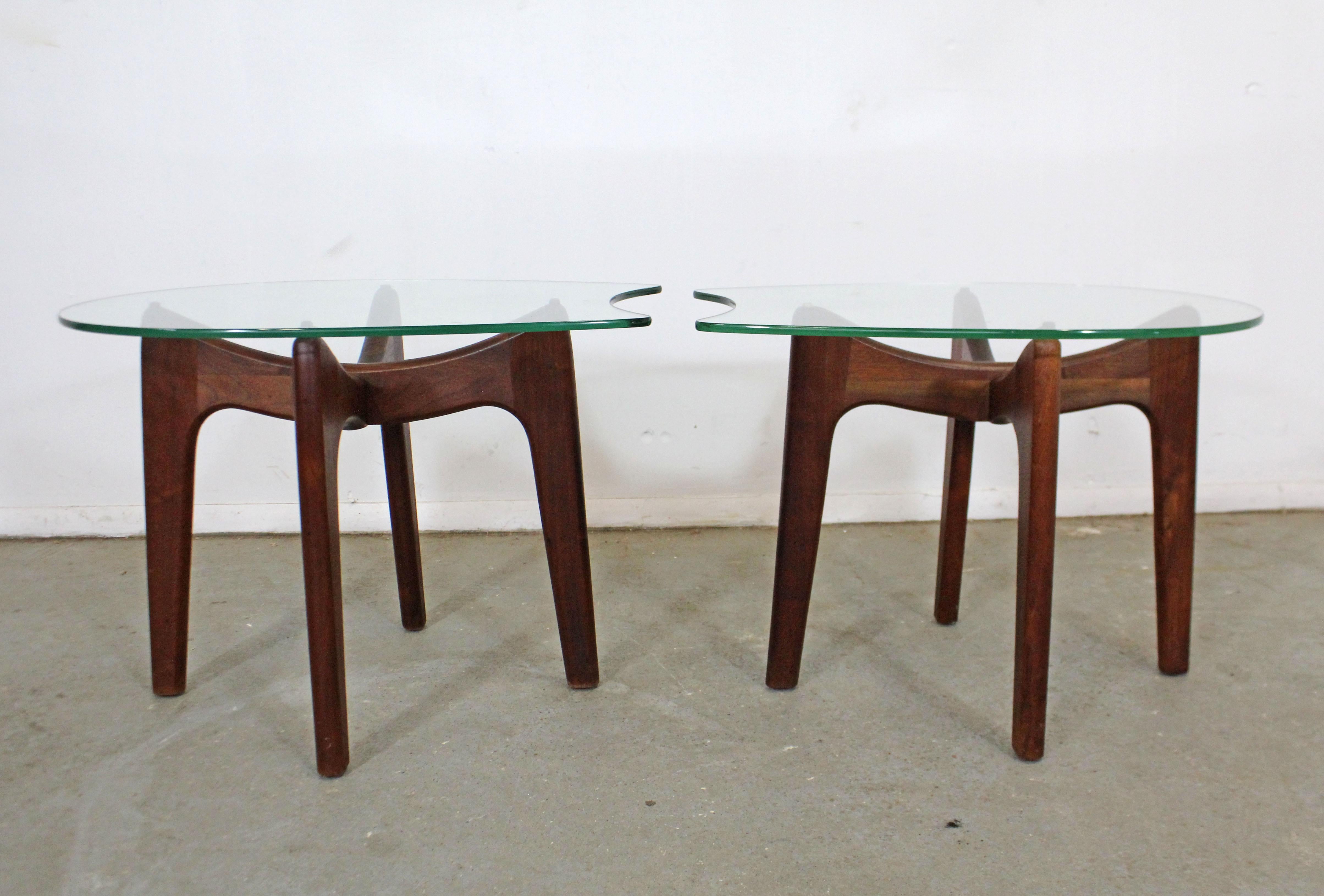 Pair of Mid-Century Modern Adrian Pearsall Stingray Glass Top End Tables In Good Condition In Wilmington, DE