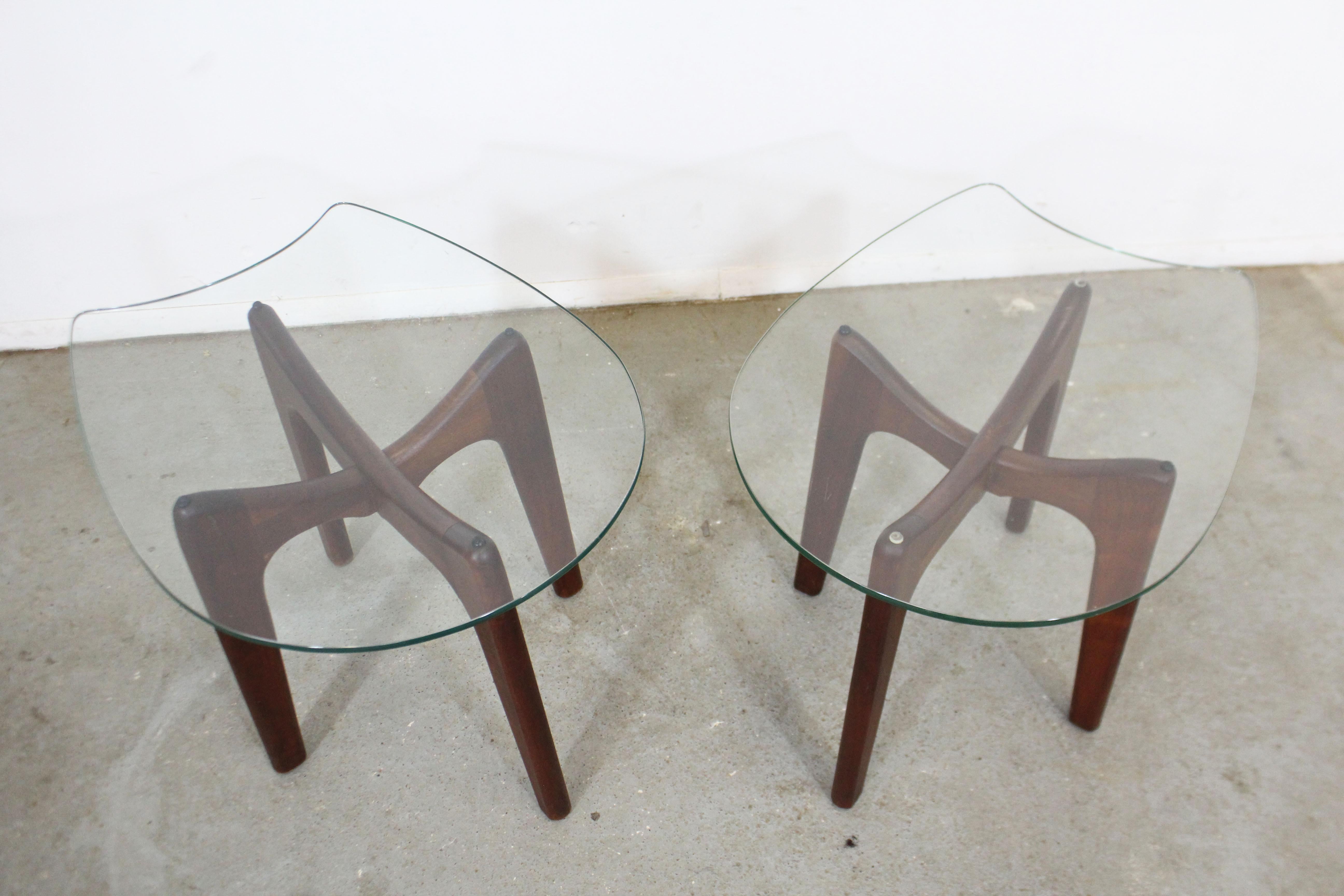 Mid-20th Century Pair of Mid-Century Modern Adrian Pearsall Stingray Glass Top End Tables