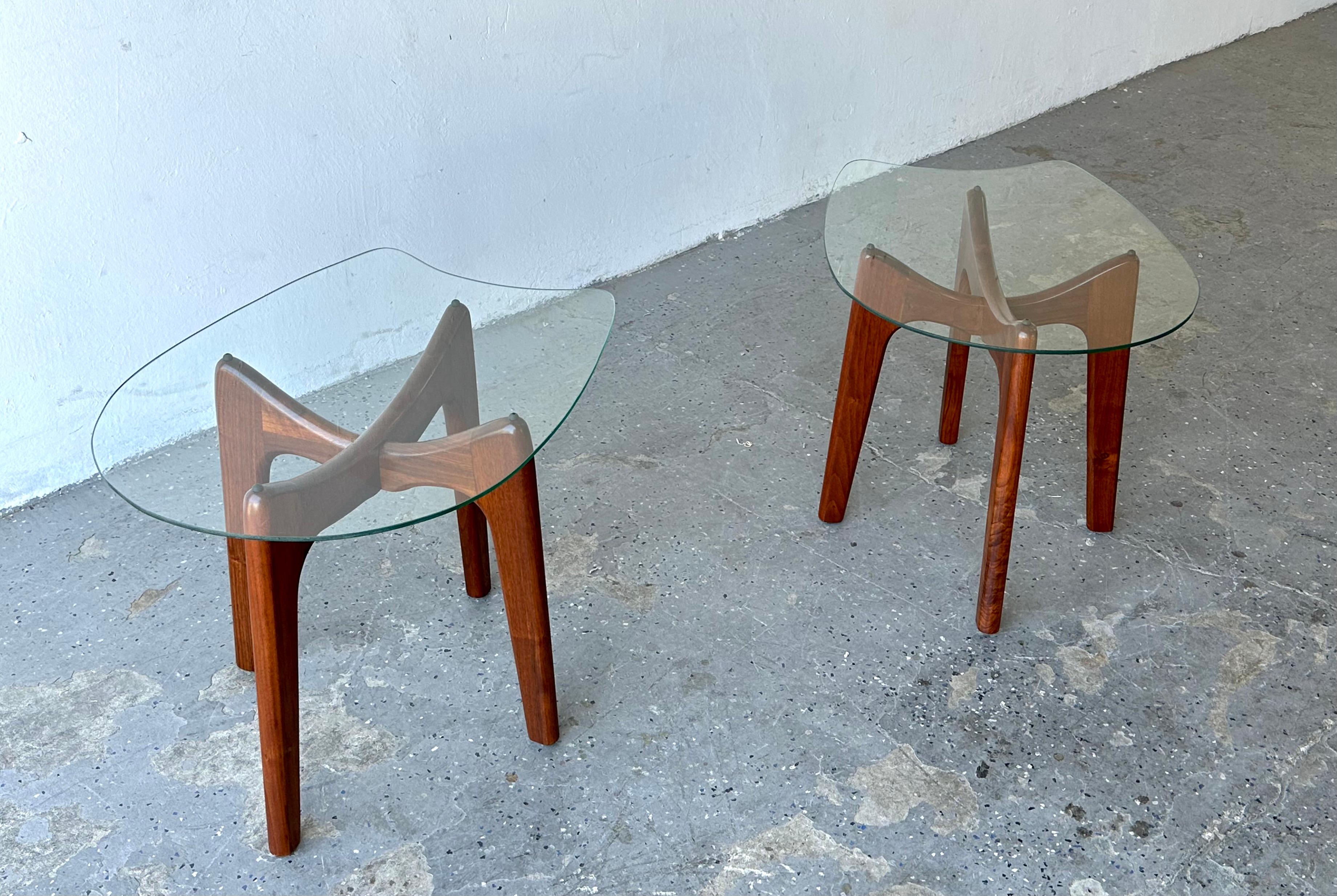 Mid-20th Century Pair of Mid-Century Modern Adrian Pearsall Stingray Glass Top End Tables