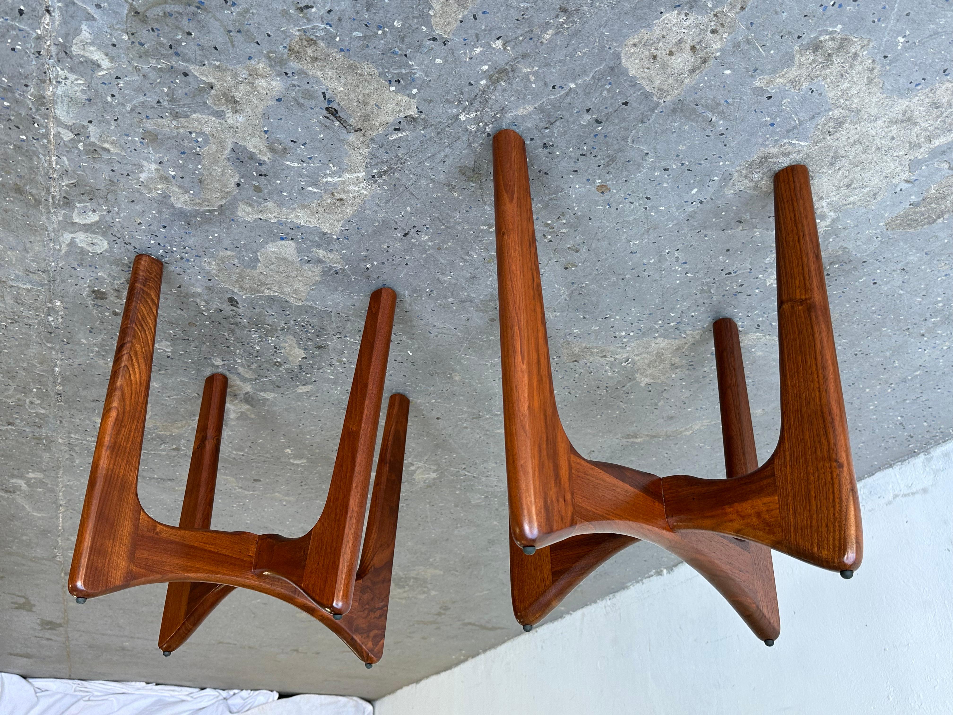 Pair of Mid-Century Modern Adrian Pearsall Stingray Glass Top End Tables 2