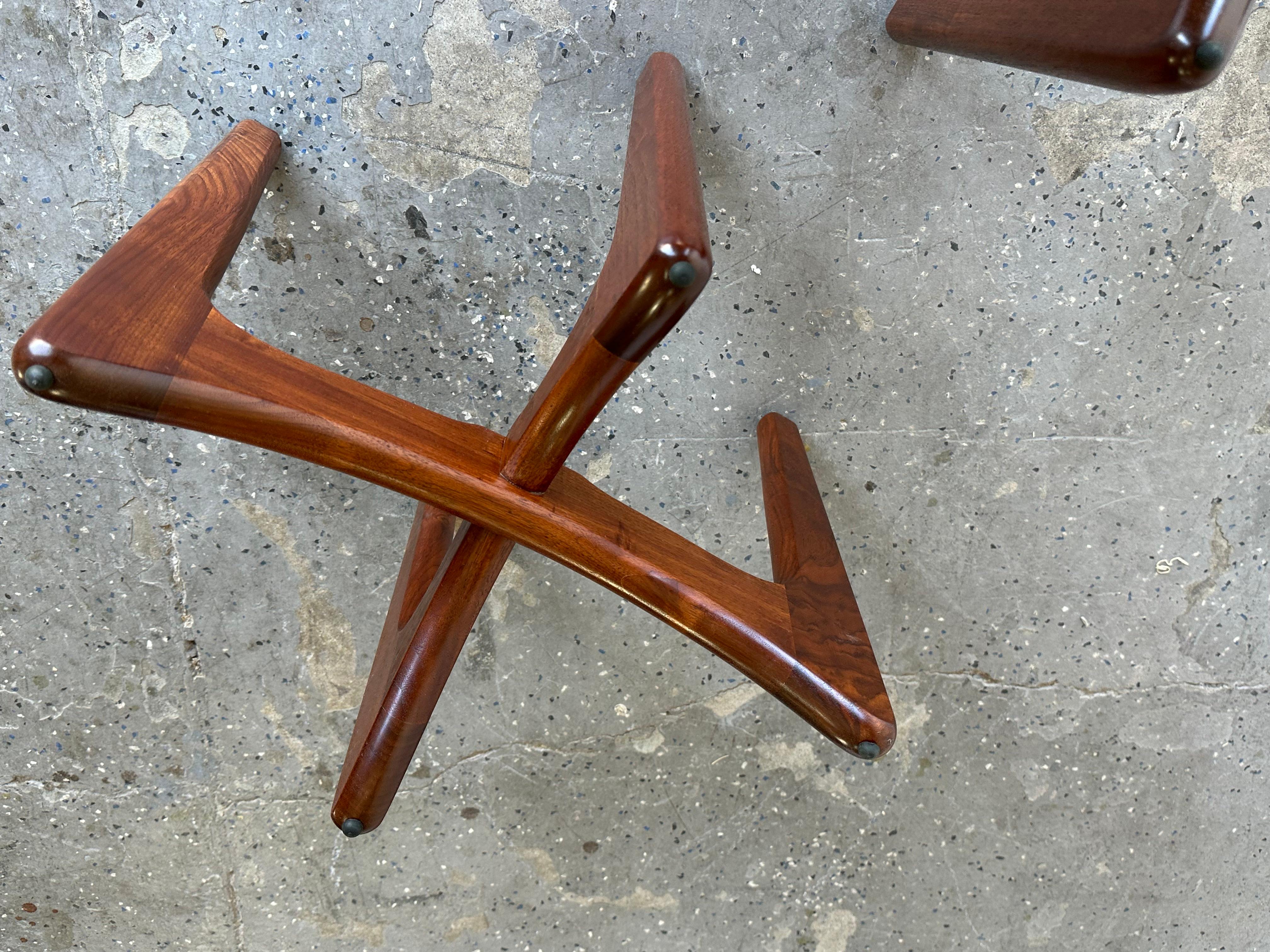 Pair of Mid-Century Modern Adrian Pearsall Stingray Glass Top End Tables 3