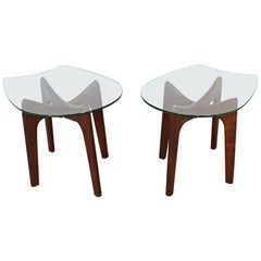 Pair of Mid-Century Modern Adrian Pearsall Stingray Glass Top End Tables