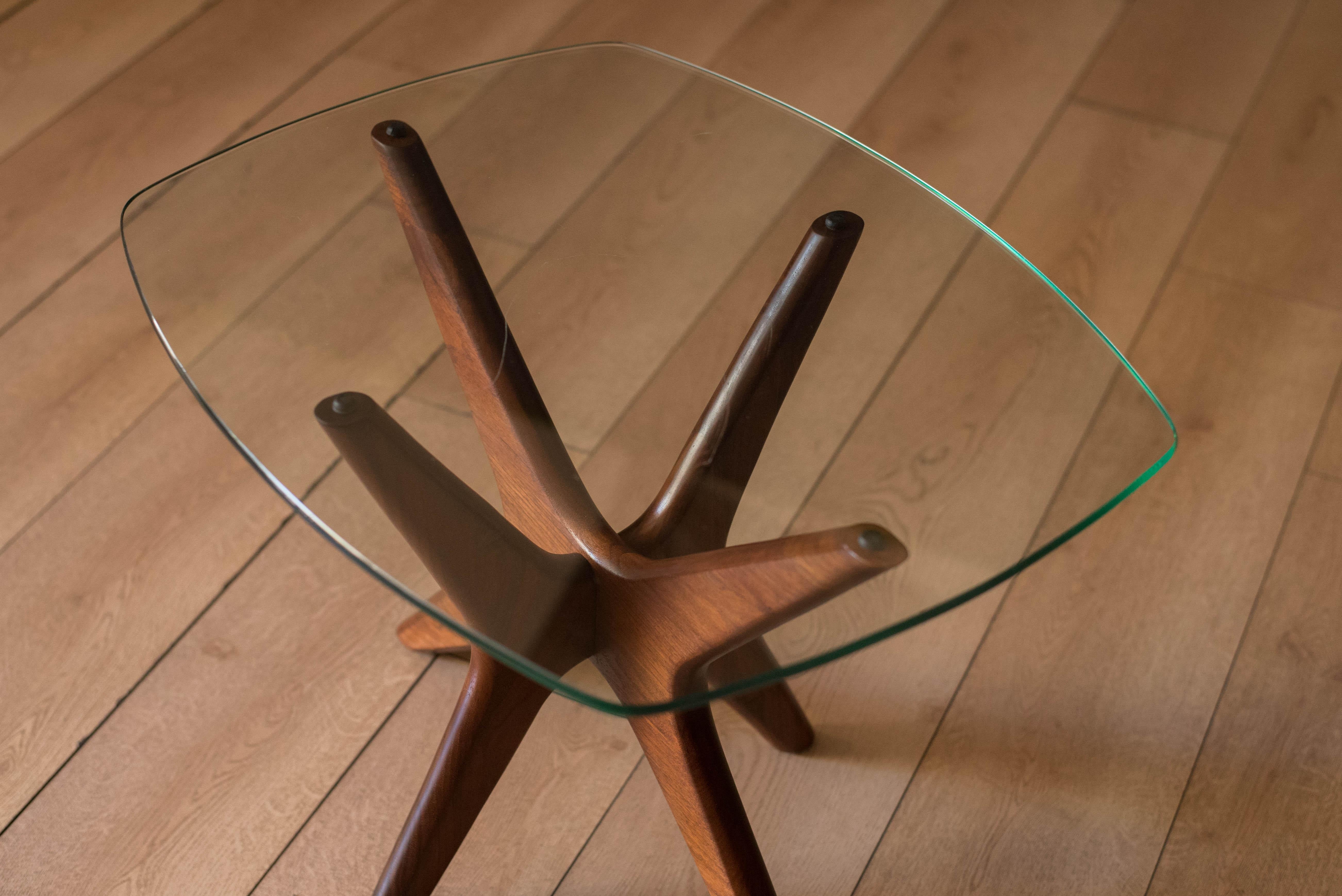 Glass Pair of Mid Century Modern Adrian Pearsall Walnut Jacks End Tables For Sale