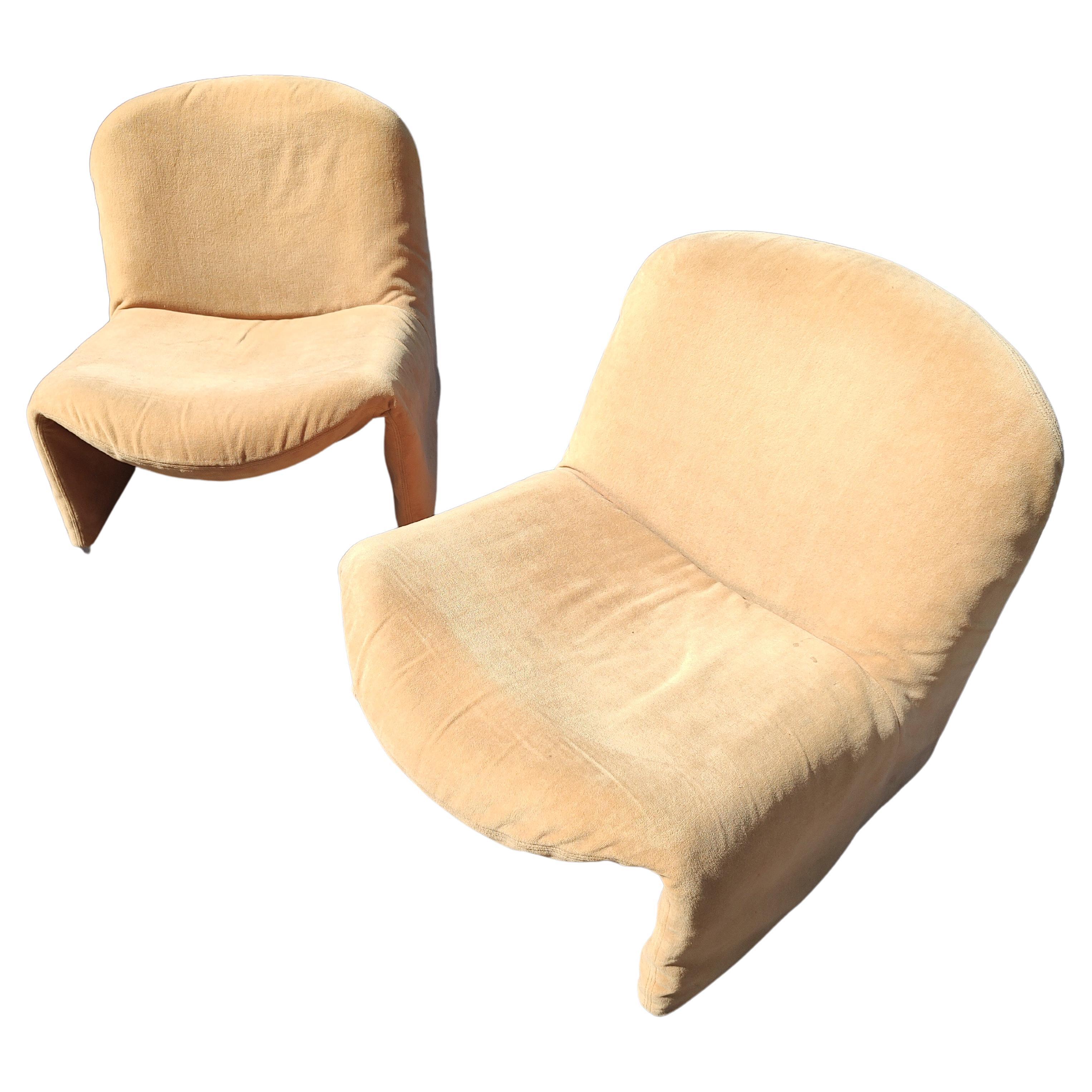 Pair of Mid Century Modern Alky Lounge Chairs Giancarlo Piretti for Artifort  For Sale 1