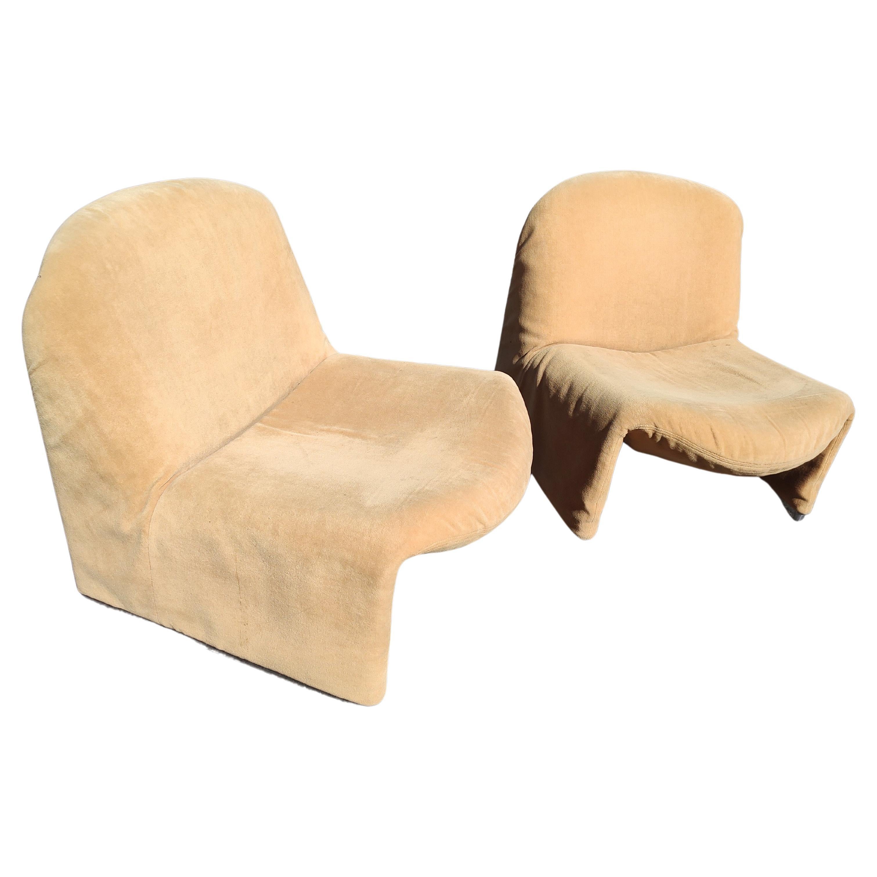 Pair of Mid Century Modern Alky Lounge Chairs Giancarlo Piretti for Artifort  For Sale
