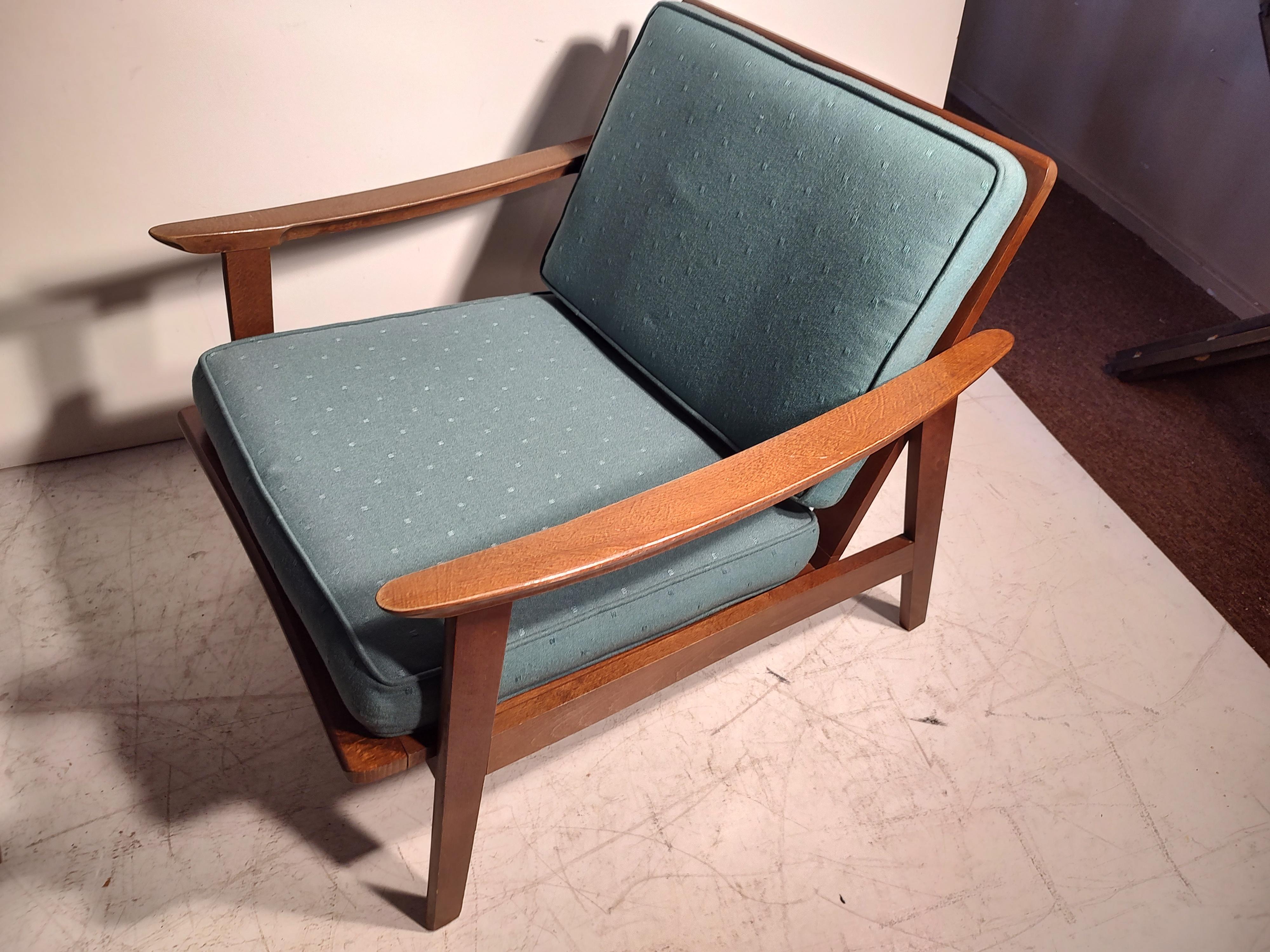 Pair of Mid Century Modern American Walnut Armchair & Rocker For Sale 4