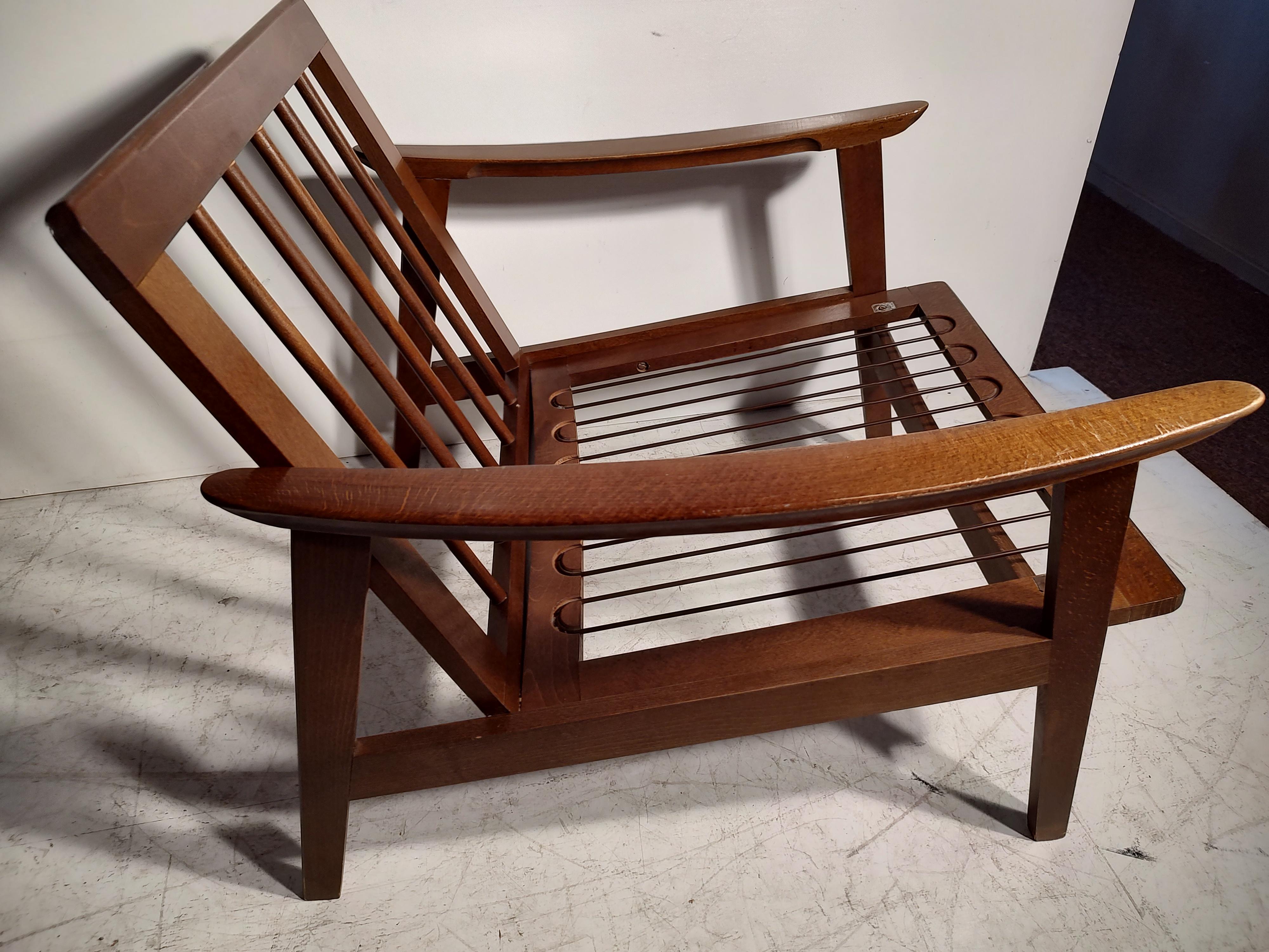 Pair of Mid Century Modern American Walnut Armchair & Rocker For Sale 2