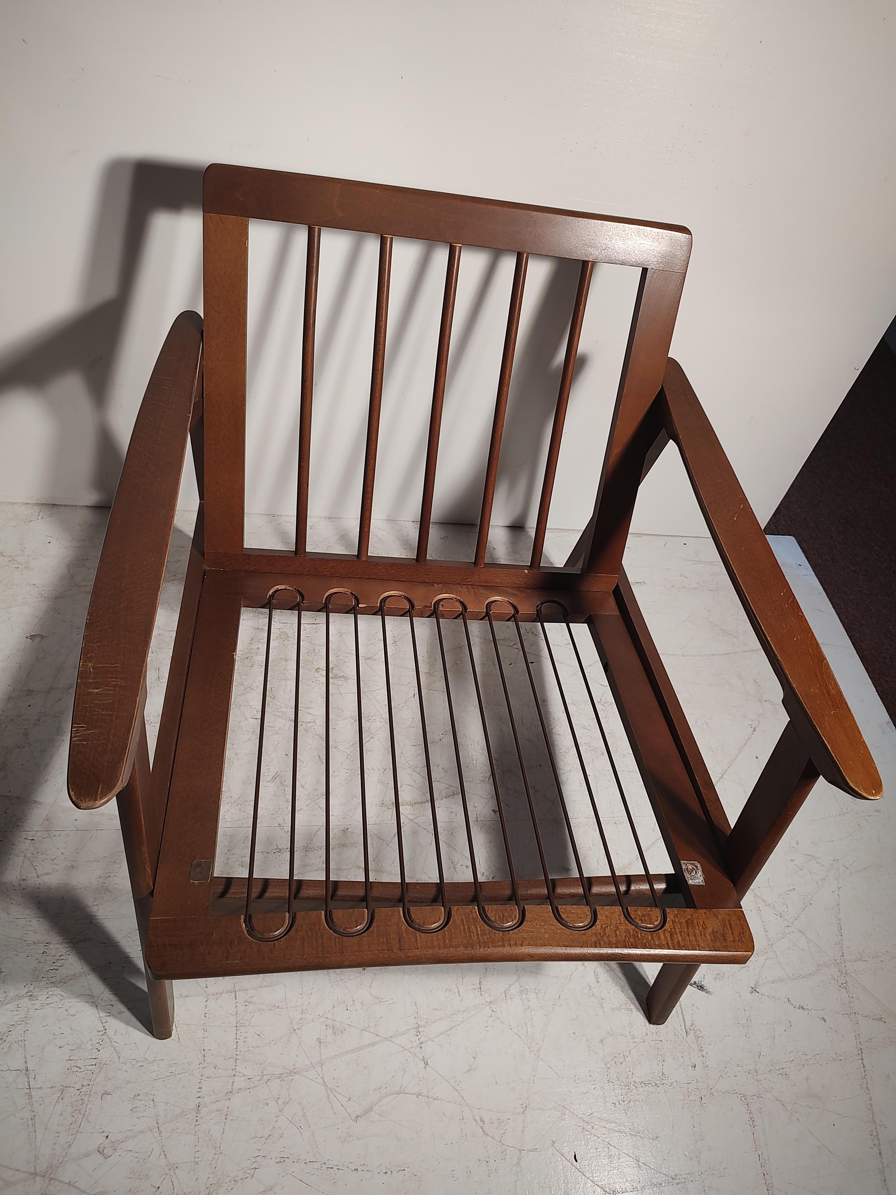 Pair of Mid Century Modern American Walnut Armchair & Rocker For Sale 3