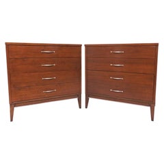 Pair of Mid-Century Modern American Walnut Bachelor's Chests, circa Early 1960s