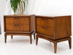 Pair of Mid-Century Modern American Walnut Two Drawers Night Stands End Tables