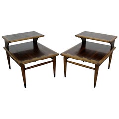 Pair of Mid-Century Modern Andre Bus Lane Acclaim 2-Tier End Tables