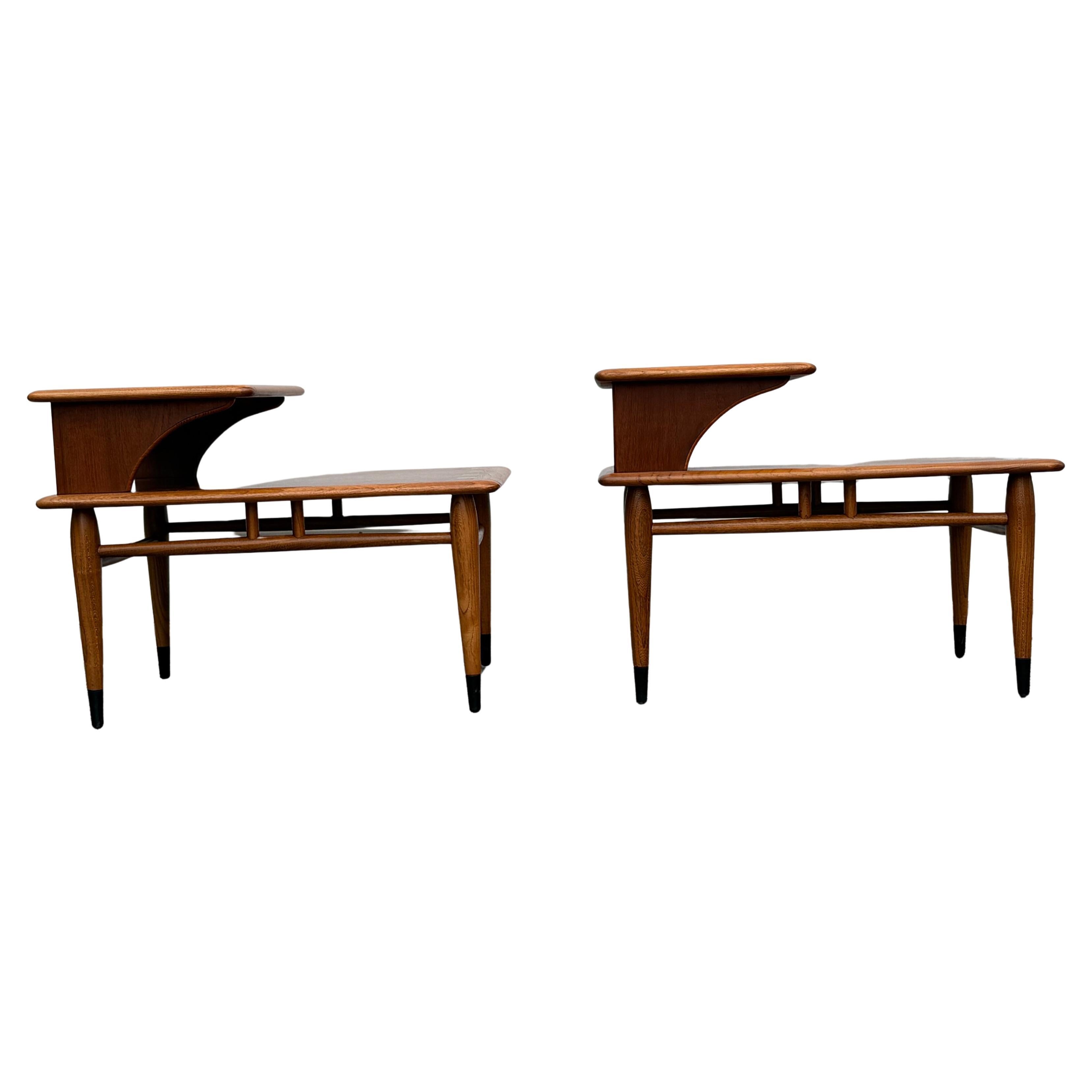 Pair of Mid-Century Modern Andre Bus Lane Acclaim 2-Tier End Tables For Sale