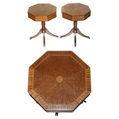 PAIR OF MID CENTURY MODERN ANDREW THOMPSON BURR OAK SIDE END LAMP WINE TABLEs