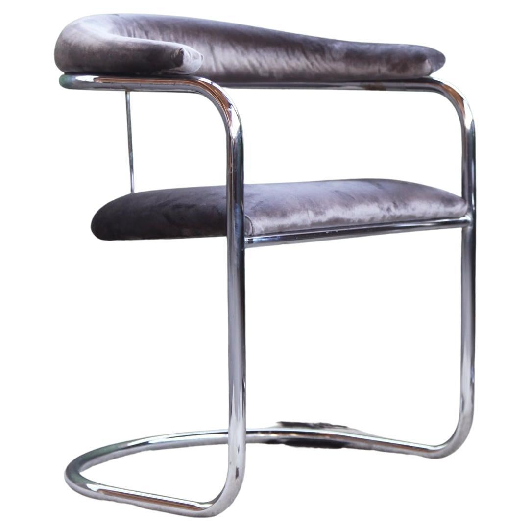 Pair of Mid-Century Modern Anton Lorenz for Thonet Bent Chrome Cantilever Chairs
