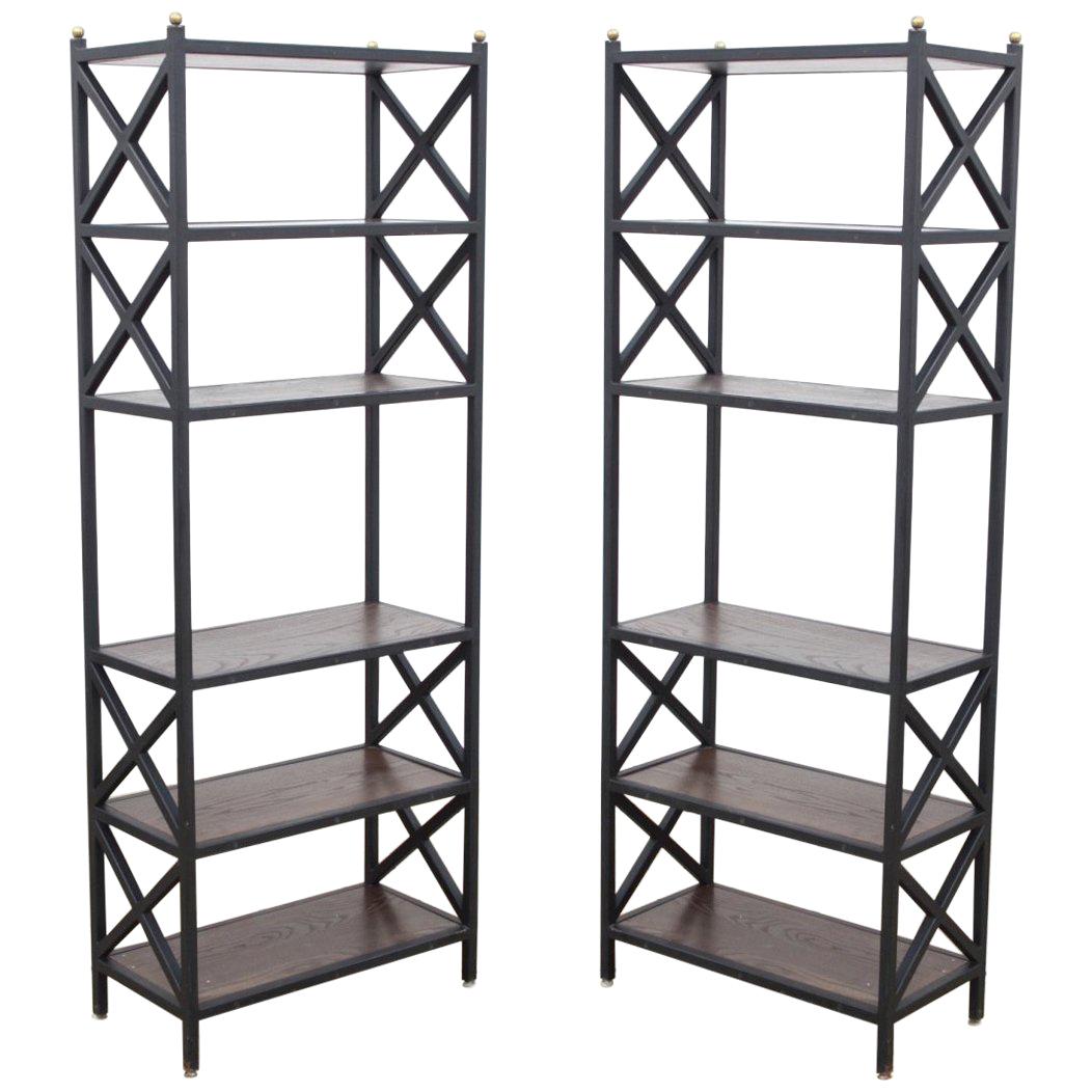 Pair of MidCentury Modern Architectural XForm Bookcases or Étagères at 1stdibs