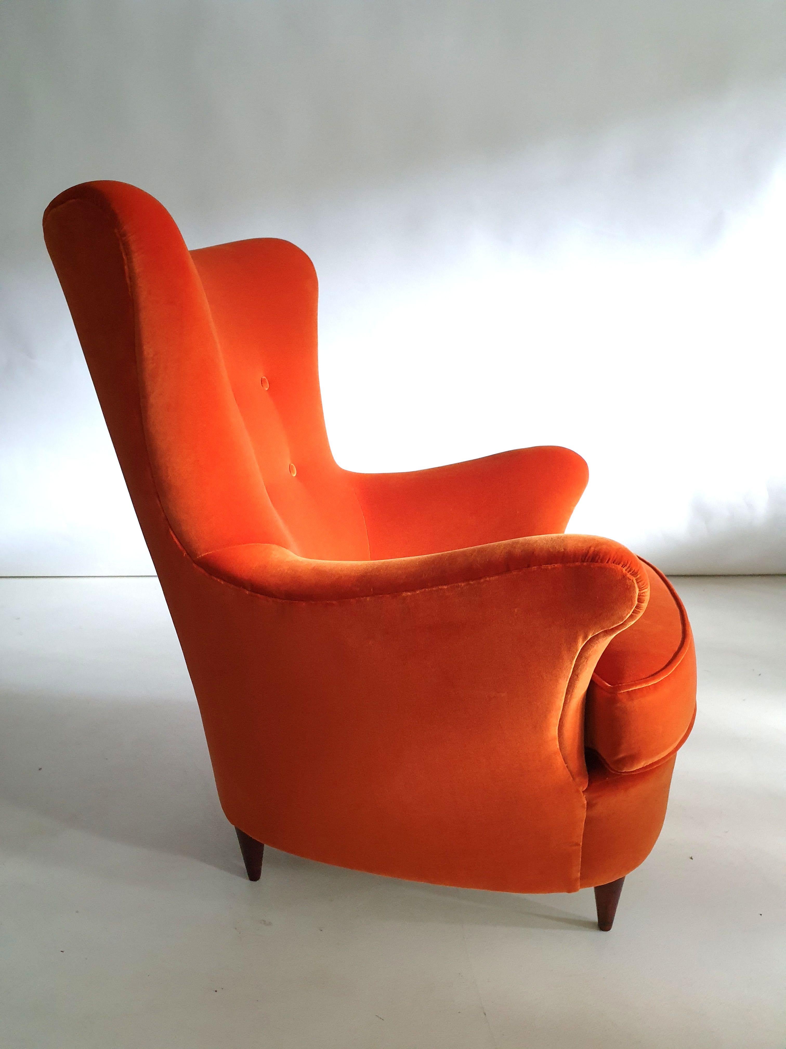 Upholstery Pair of Mid-Century Modern Armchairs by Renato Angeli and Claudio Luigi