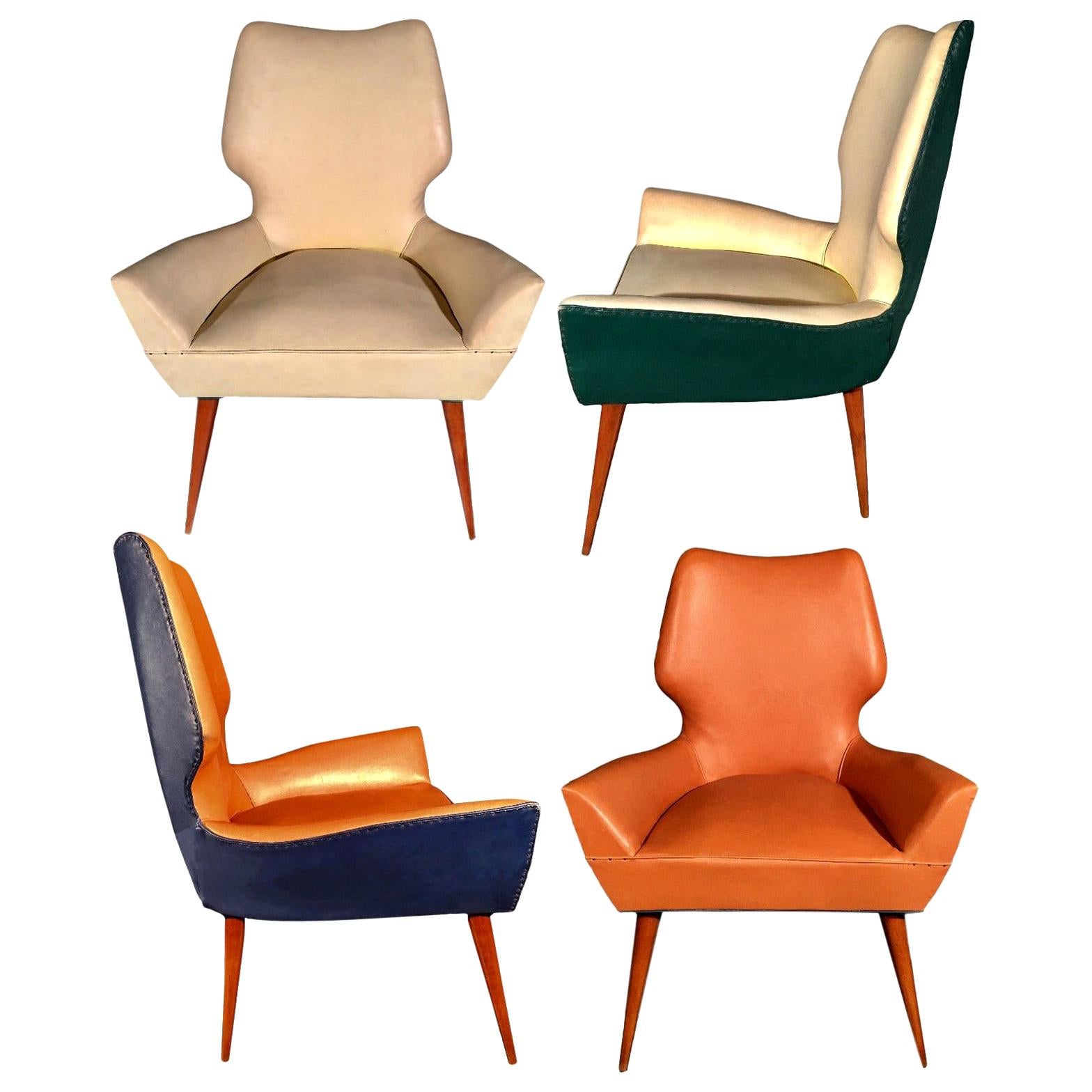 Moderne Sessel aus der Mitte des Jahrhunderts im Gio Ponti-Stil, 1950er Jahre, Paar