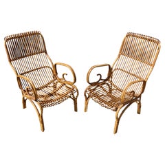 Pair of Mid Century Modern Armchairs in Bamboo, Italy 1960s