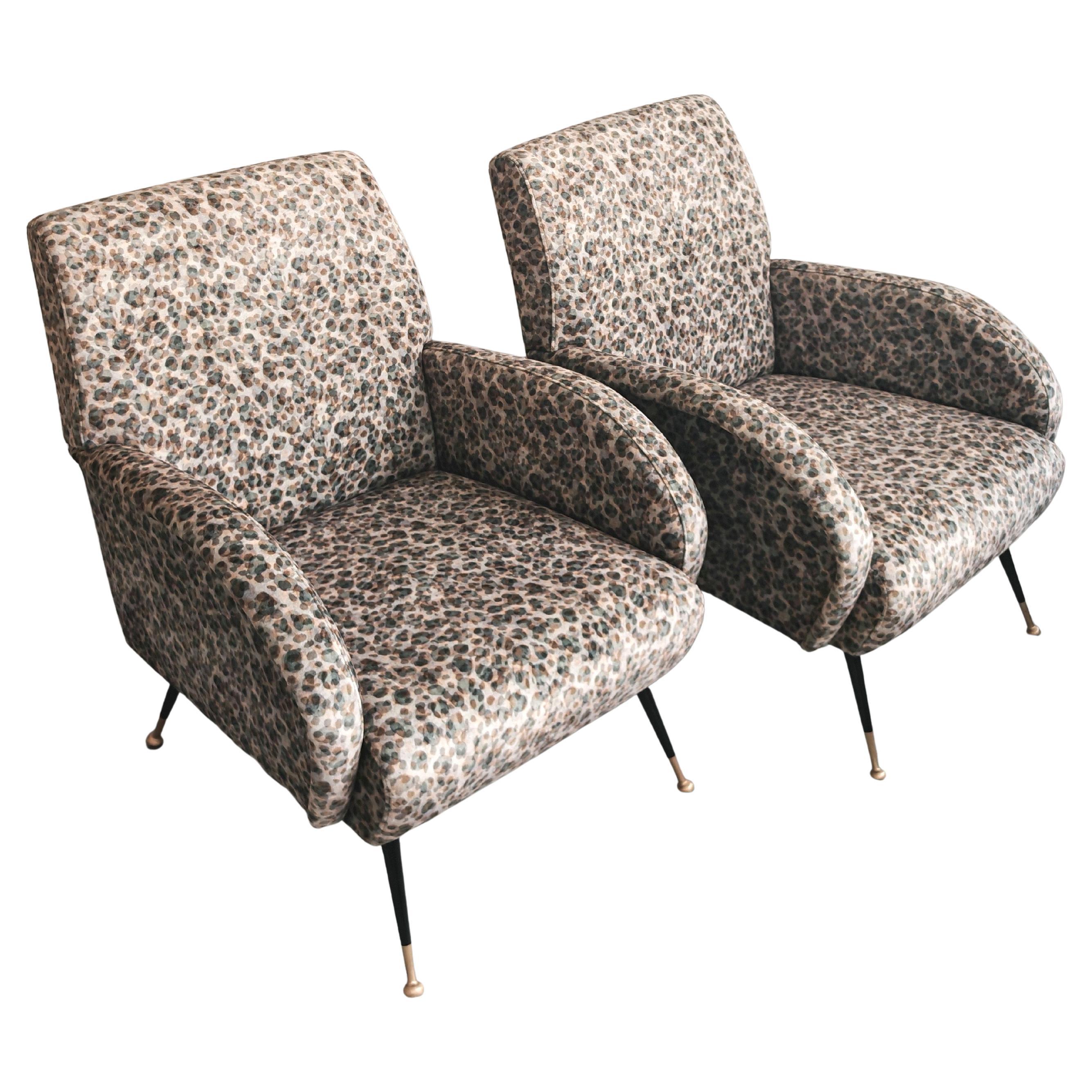 Coppia di poltrone moderne del Medioevo in stile Marco Zanuso, Italia anni 
50