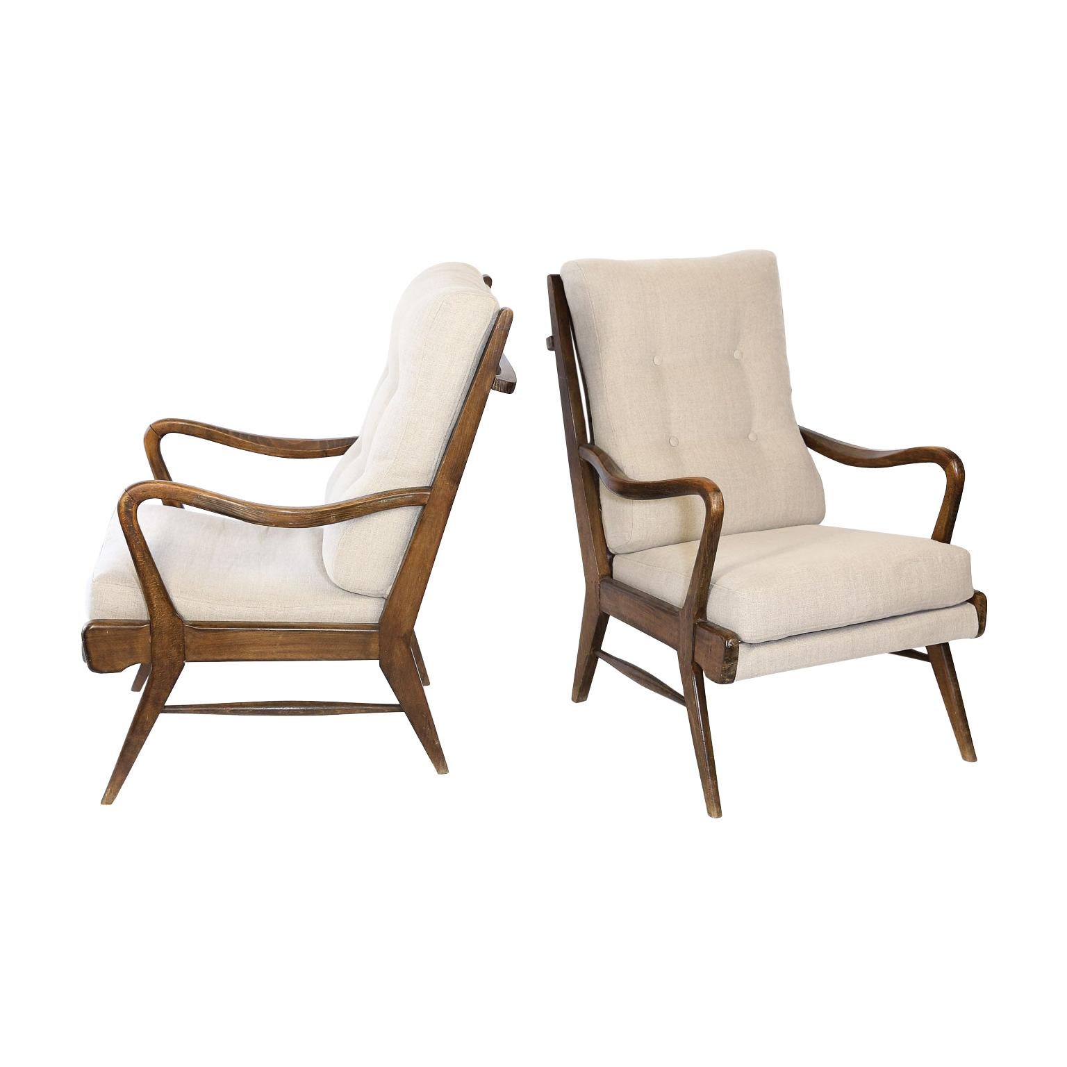 Pair of MidCentury Modern Armchairs, Newly Upholstered at 1stDibs