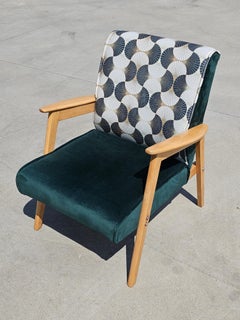 Pair of Mid-Century Modern Armchairs, Reupholstered, Made in Yugoslavia, 1960s