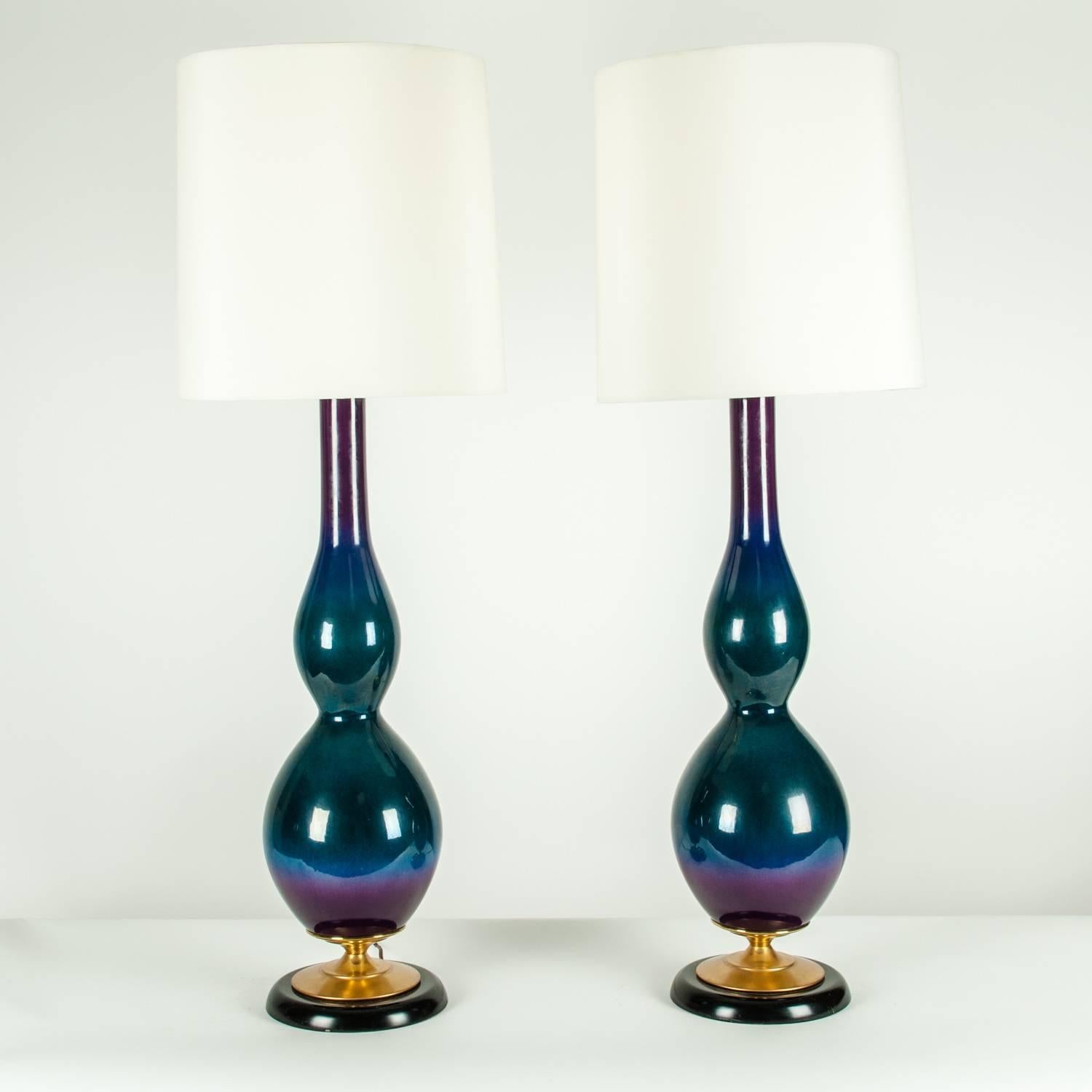 Pair of Mid-Century Modern Art Deco Porcelain Table Lamps 7