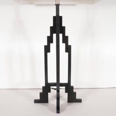 Pair of Mid-Century Modern Art Deco Style Skyscraper Black Enameled Iron Lamps