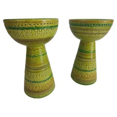 Pair of Mid-Century Modern Art Pottery Bitossi Candleholders by Aldo Londi