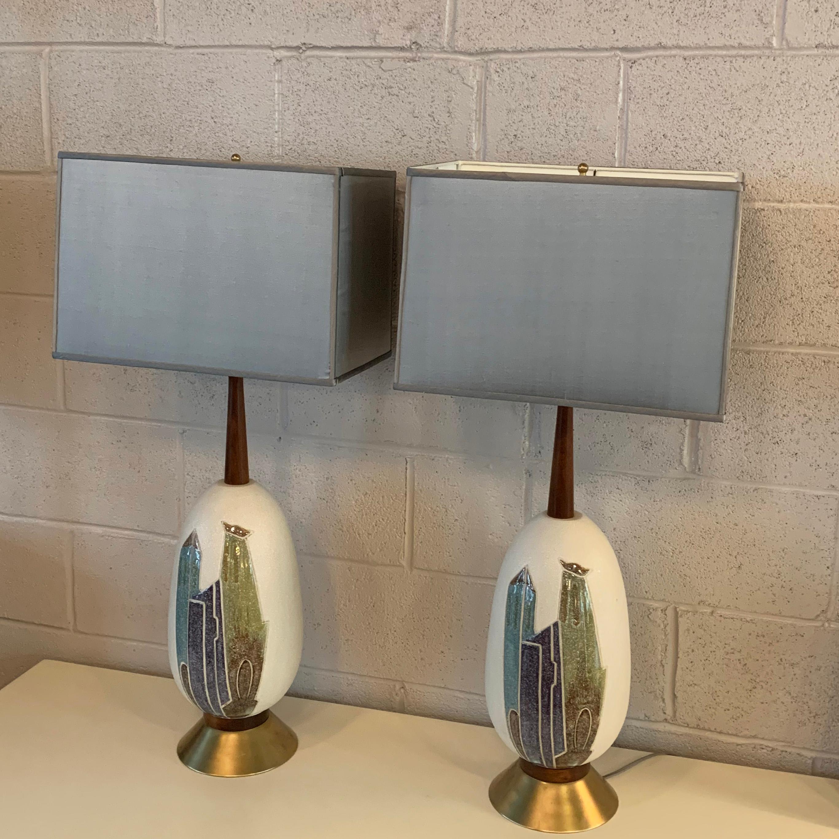 American Pair of Mid-Century Modern Art Pottery Table Lamps
