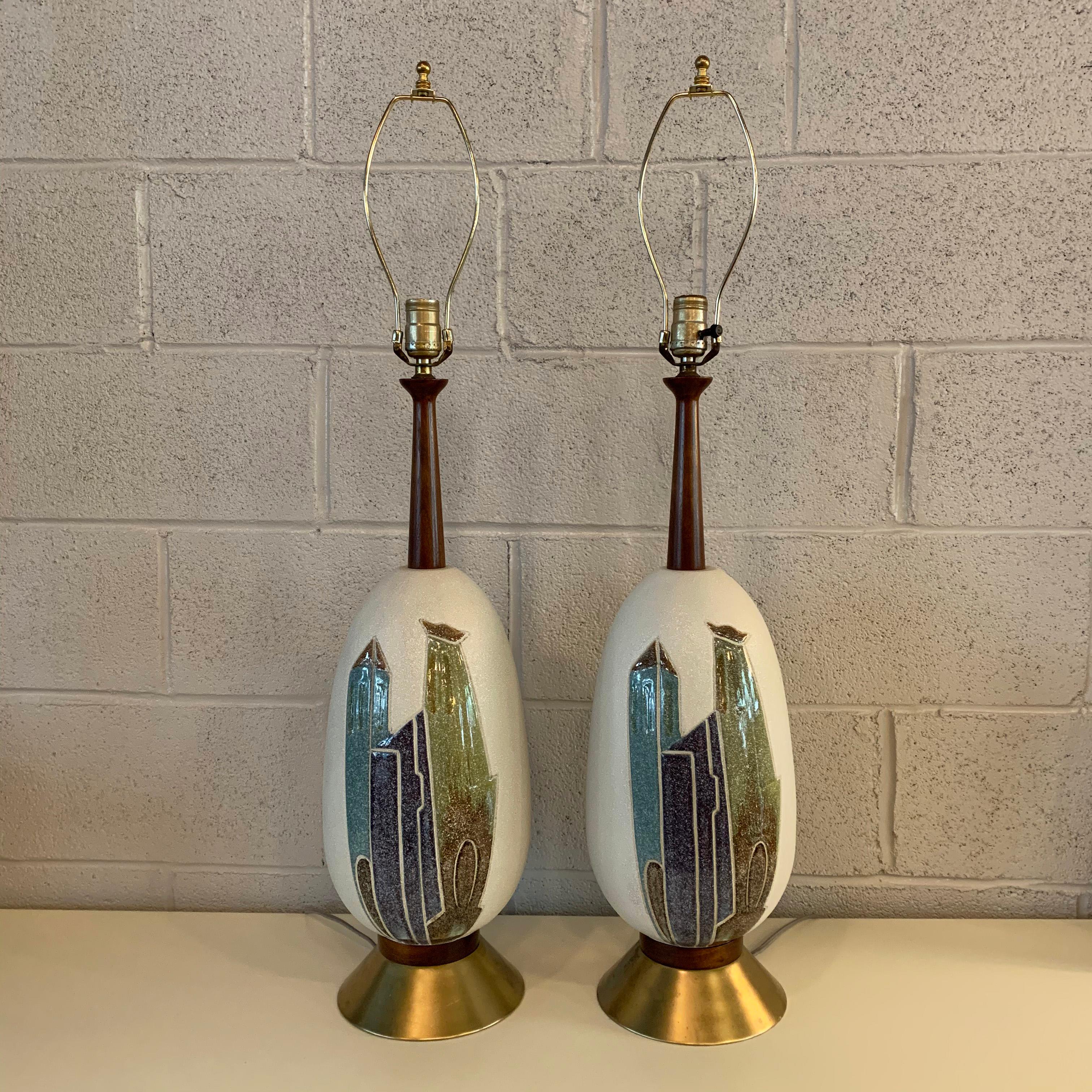 20th Century Pair of Mid-Century Modern Art Pottery Table Lamps