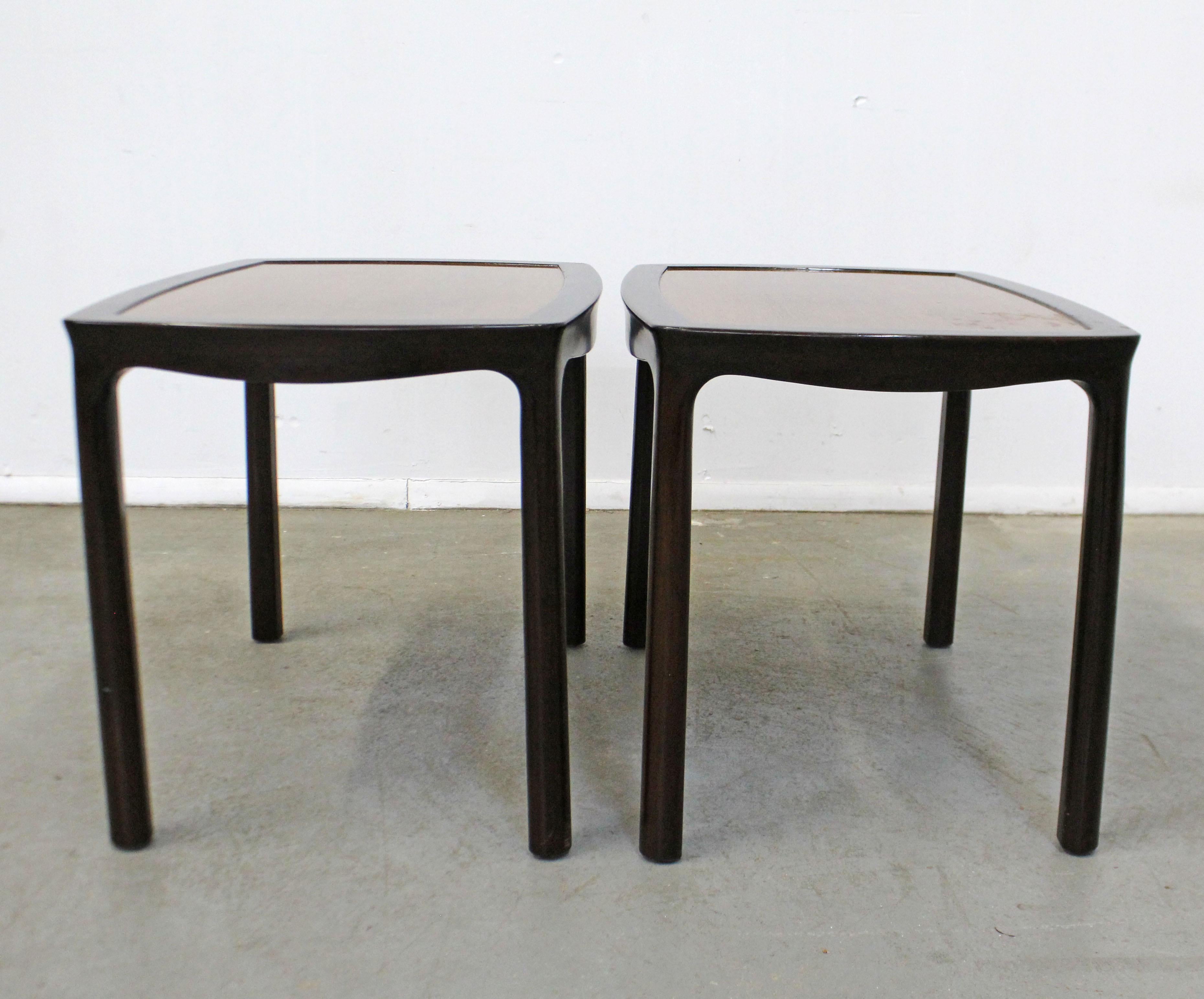 Mahogany Pair of Mid-Century Modern Asian Edward Wormley for Dunbar Rosewood End Tables