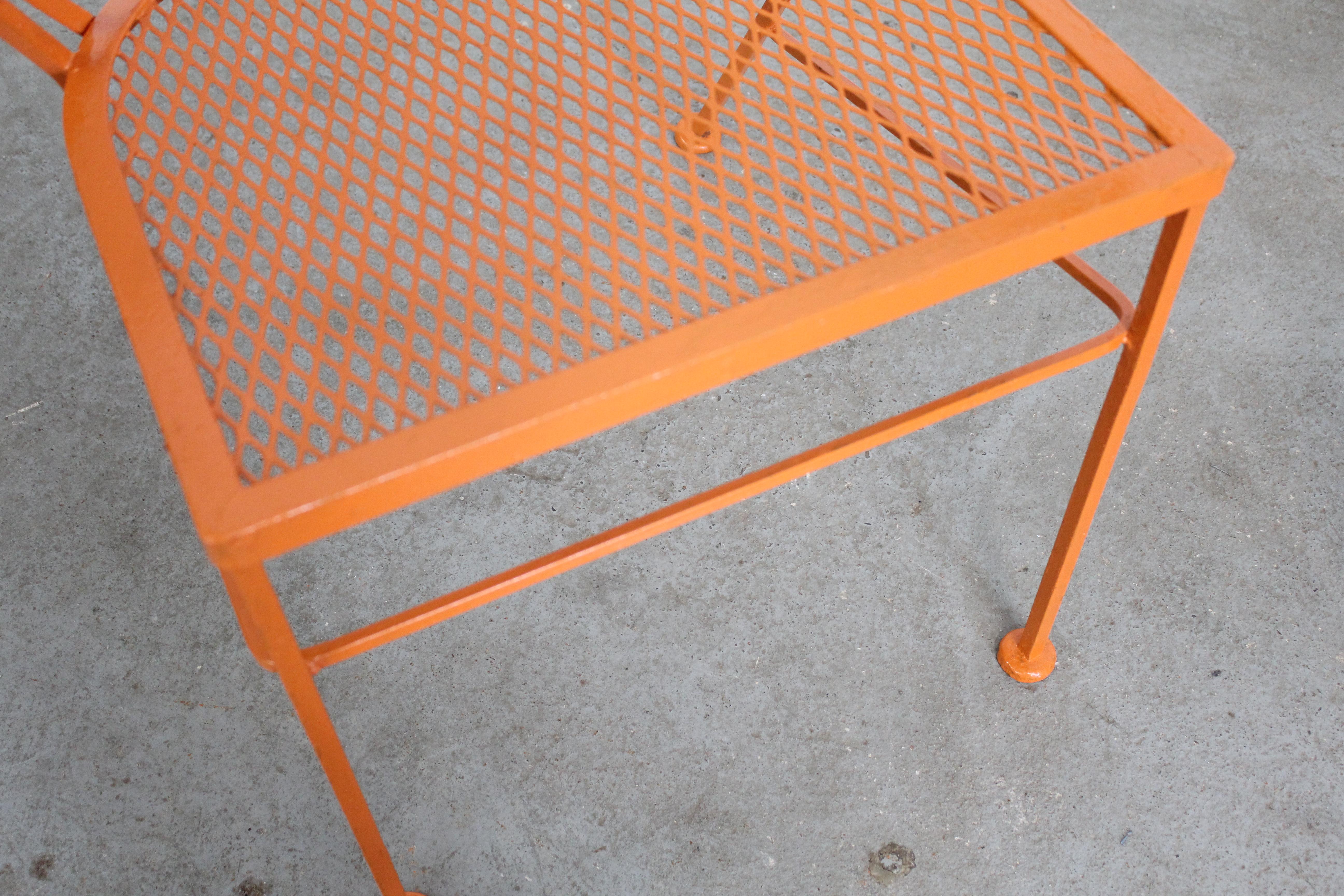 Mid-20th Century Pair of Mid-Century Modern Atomic Orange Outdoor Metal Curved Back Chairs