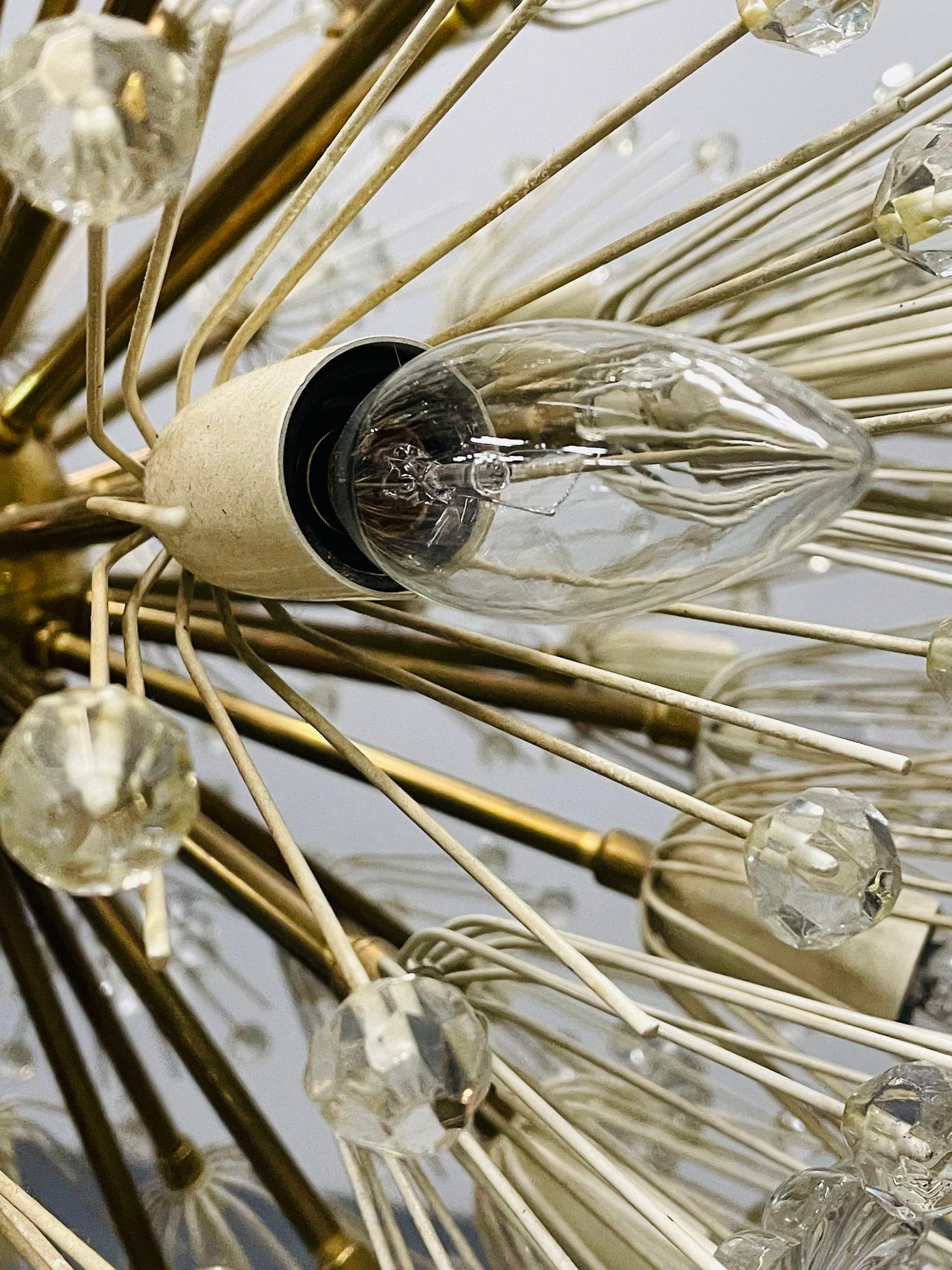Pair of Mid-Century Modern Austrian Circular Chandeliers, Brass and Glass, 1960s For Sale 5