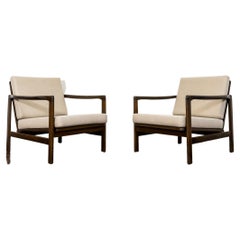 Pair of Mid-Century Modern B7522 Beige Lounge Chairs by Zenon Bączyk, 1960s