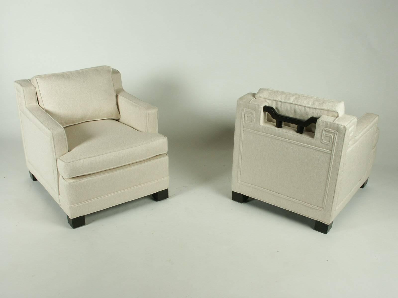 Hollywood Regency Pair of Mid-Century Modern Baker Far East Club Chairs Designed by Winsor White