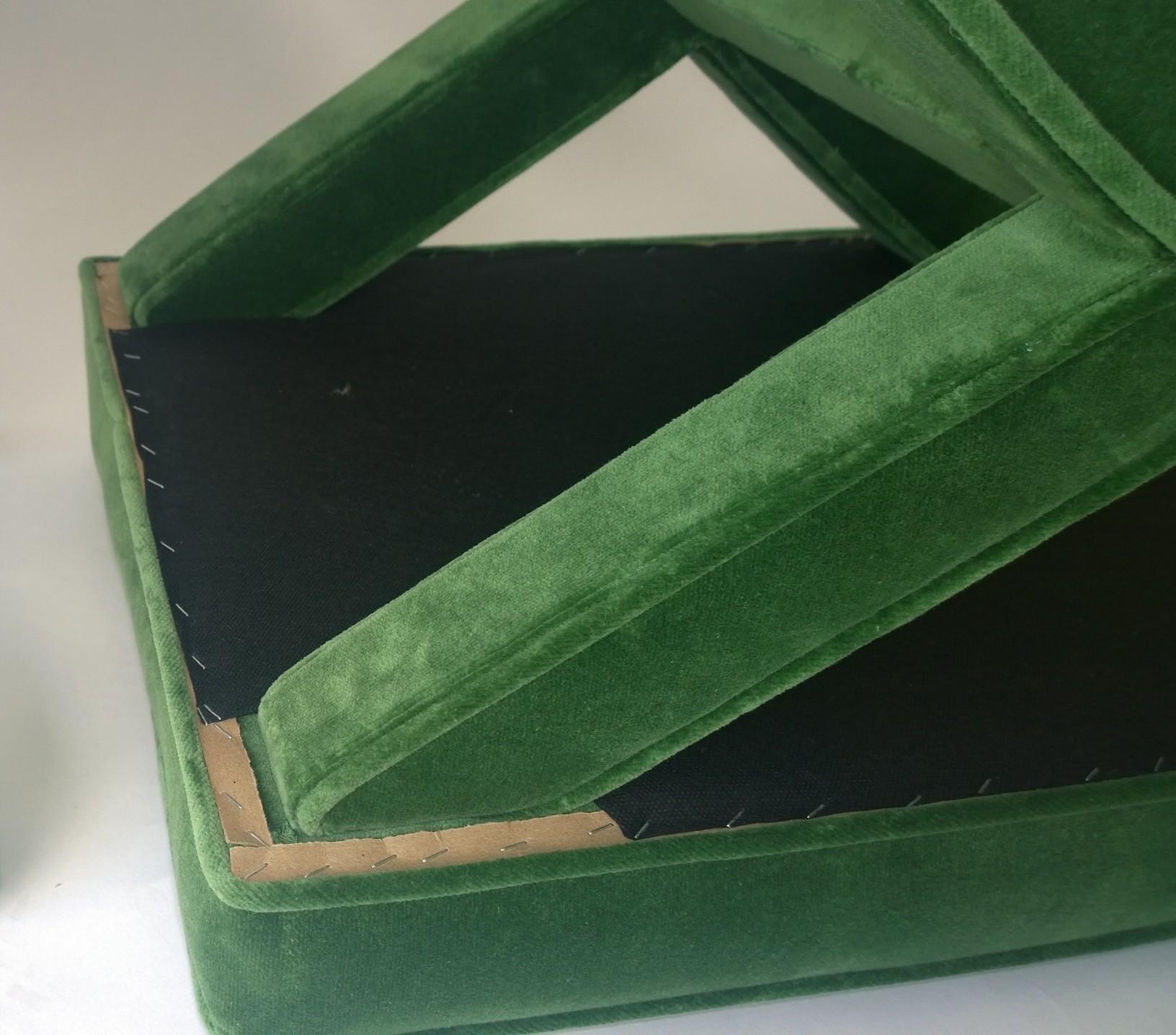 Pair of Mid-Century Modern Baldwin/ Baughman Style X Benches in Green Velvet 3