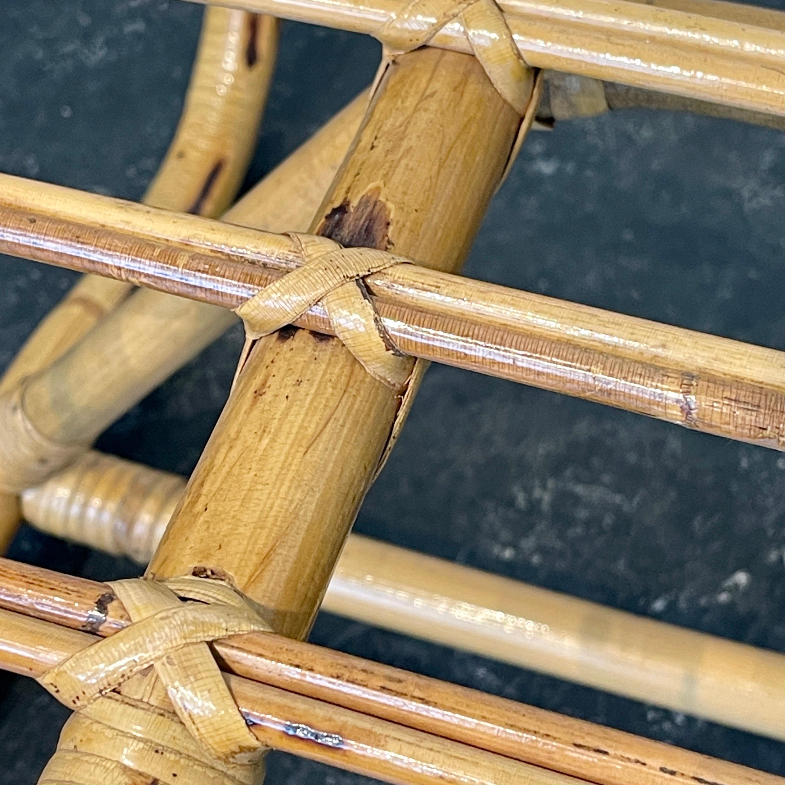 Pair of Mid-Century Modern Bamboo Side Tables or Stools For Sale 7